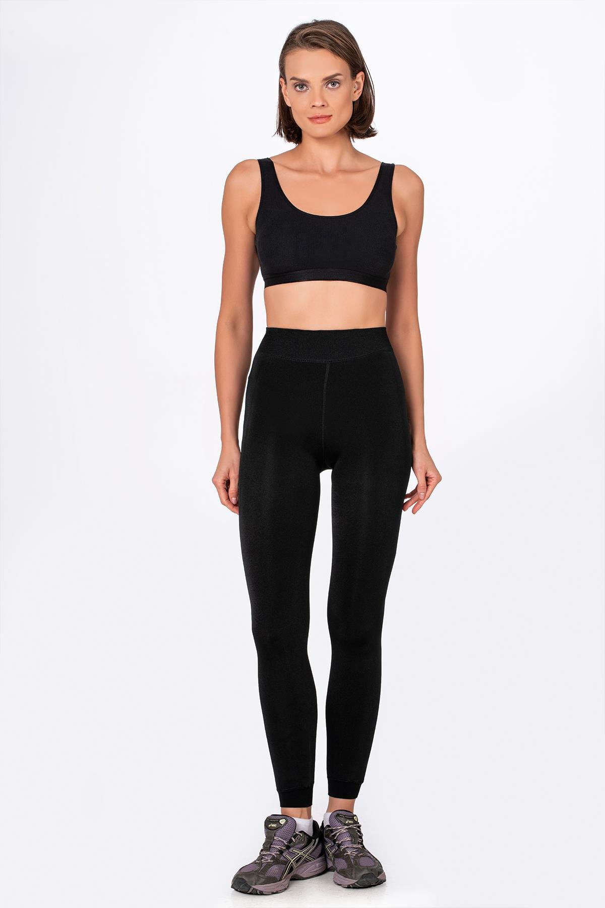 Kadın Termal Peluş Tayt | Siyah