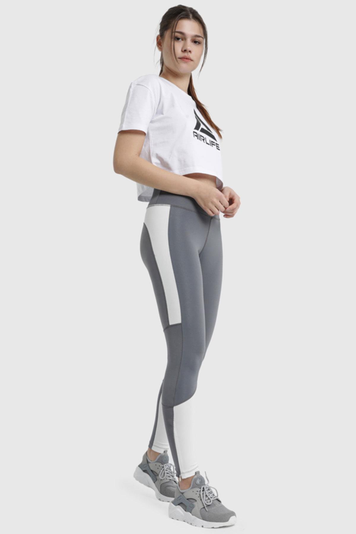 Kadın Ultra Slim Plates Tayt | Gri 22024