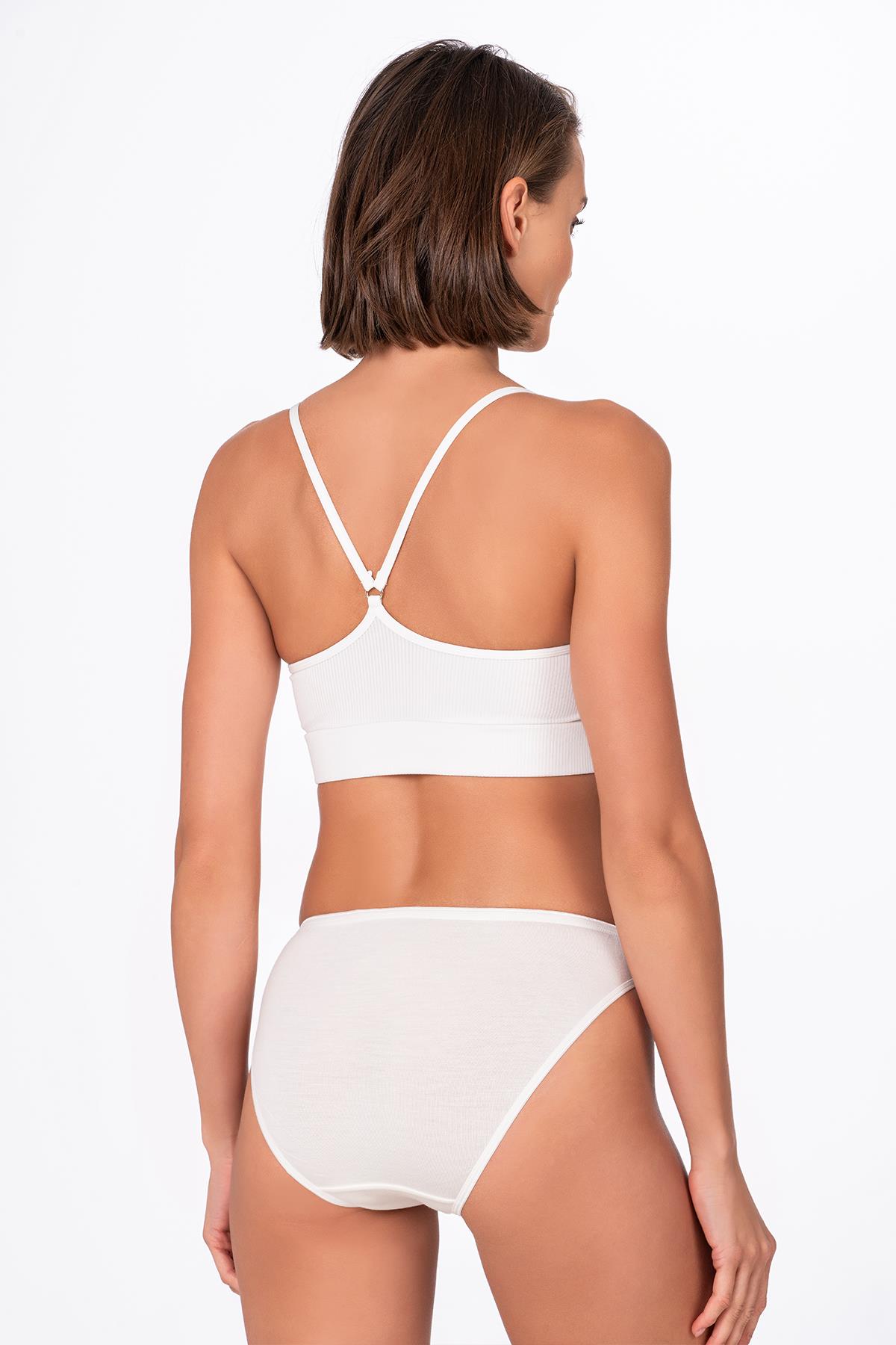 Kadın Viskon Esnek Rahat Slip Külot | Ekru K23926