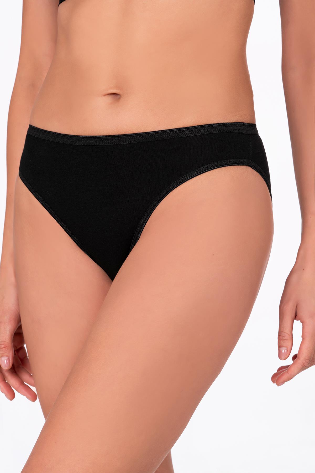 Kadın Viskon Esnek Rahat Slip Külot | Siyah K23926