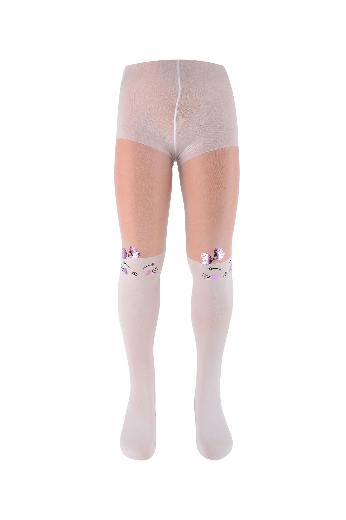 Kız Çocuk Cute Bow Desenli Küotlu Çorap | BC8187-04