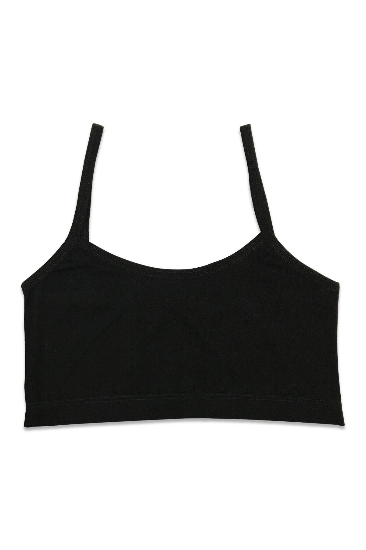 Kız Çocuk Pamuklu İnce Askılı Alıştırma Sütyeni | Siyah K42324