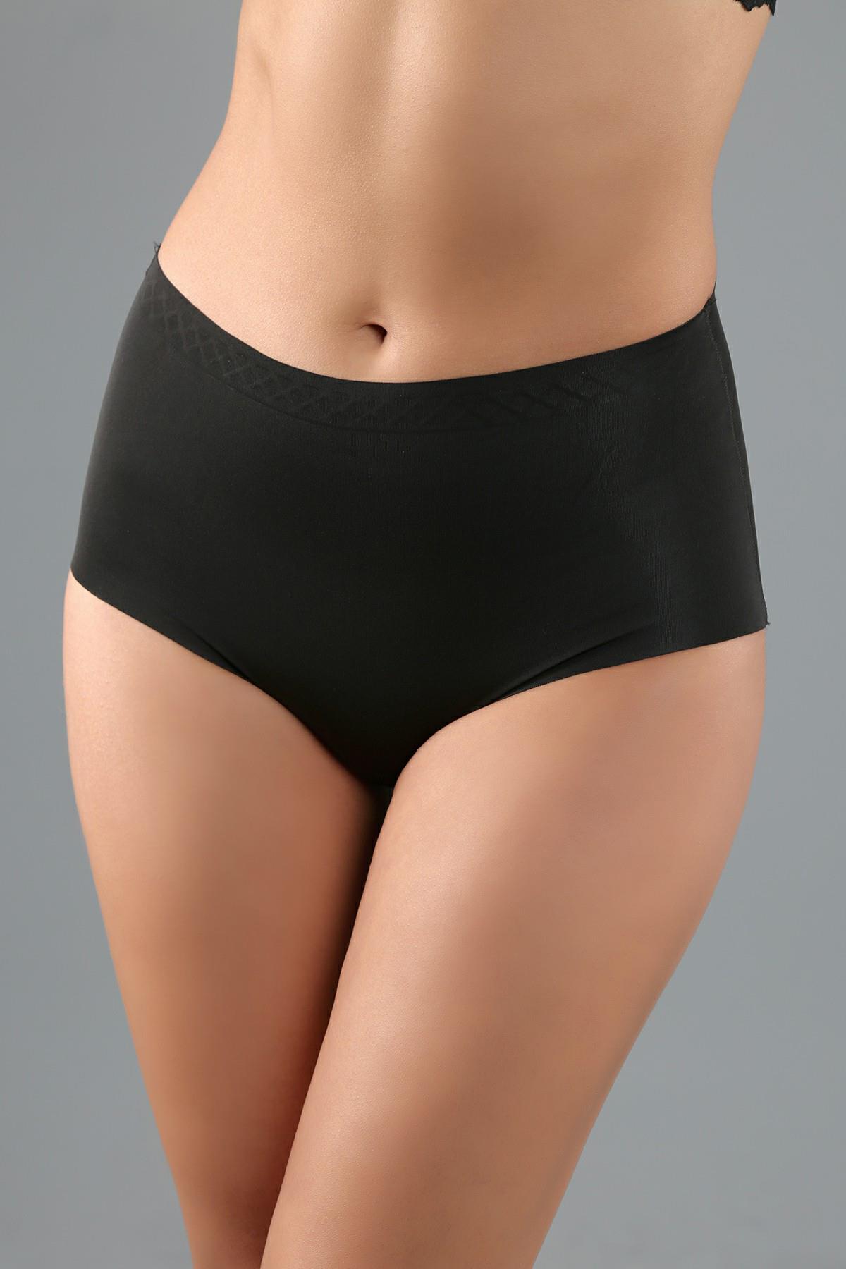 Lazer Kesim Yüksek Bel Bato | Siyah 9201