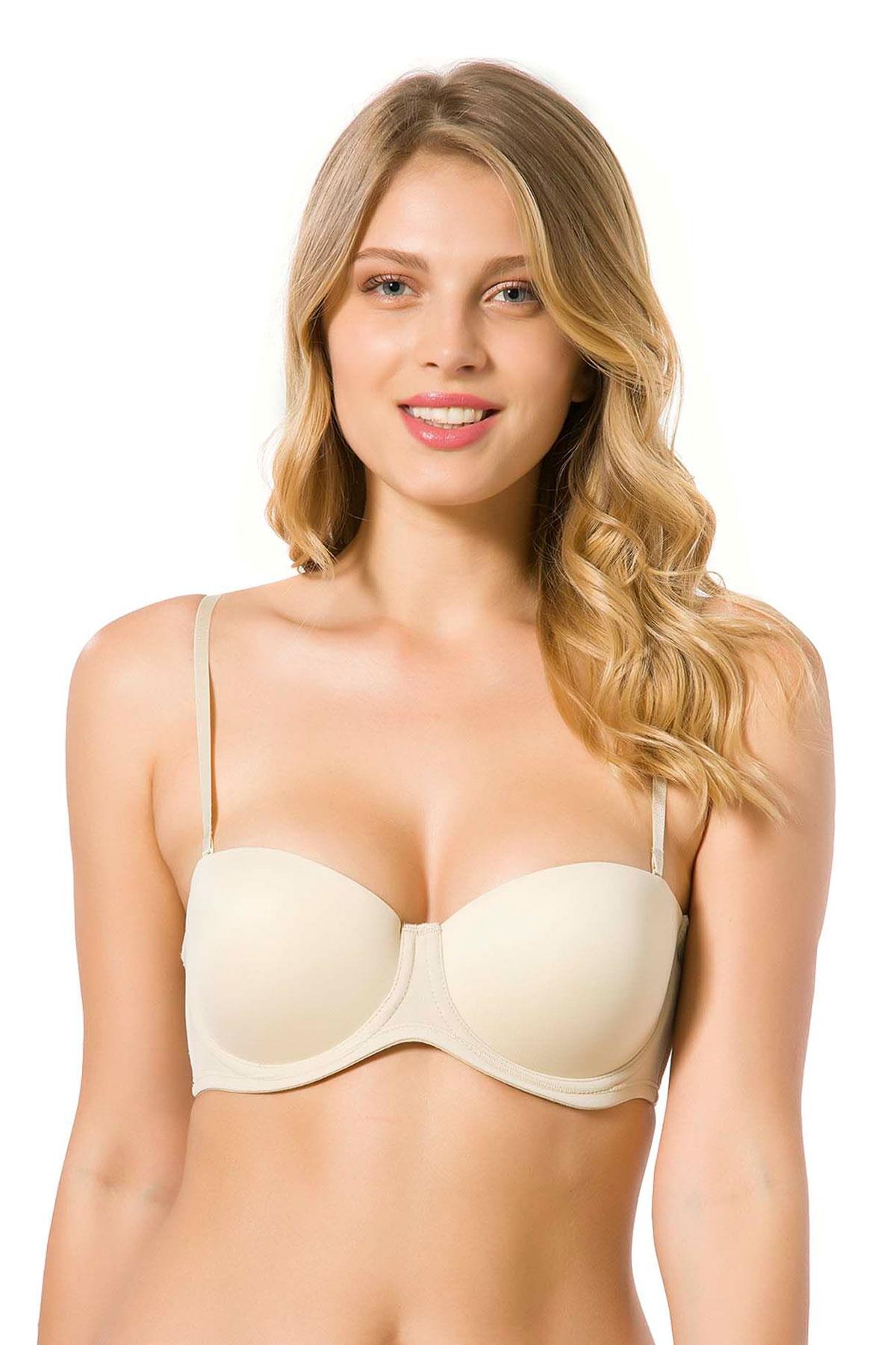 Micro Kaplı Silikonlu Destekli Straplez Sütyen | 7030