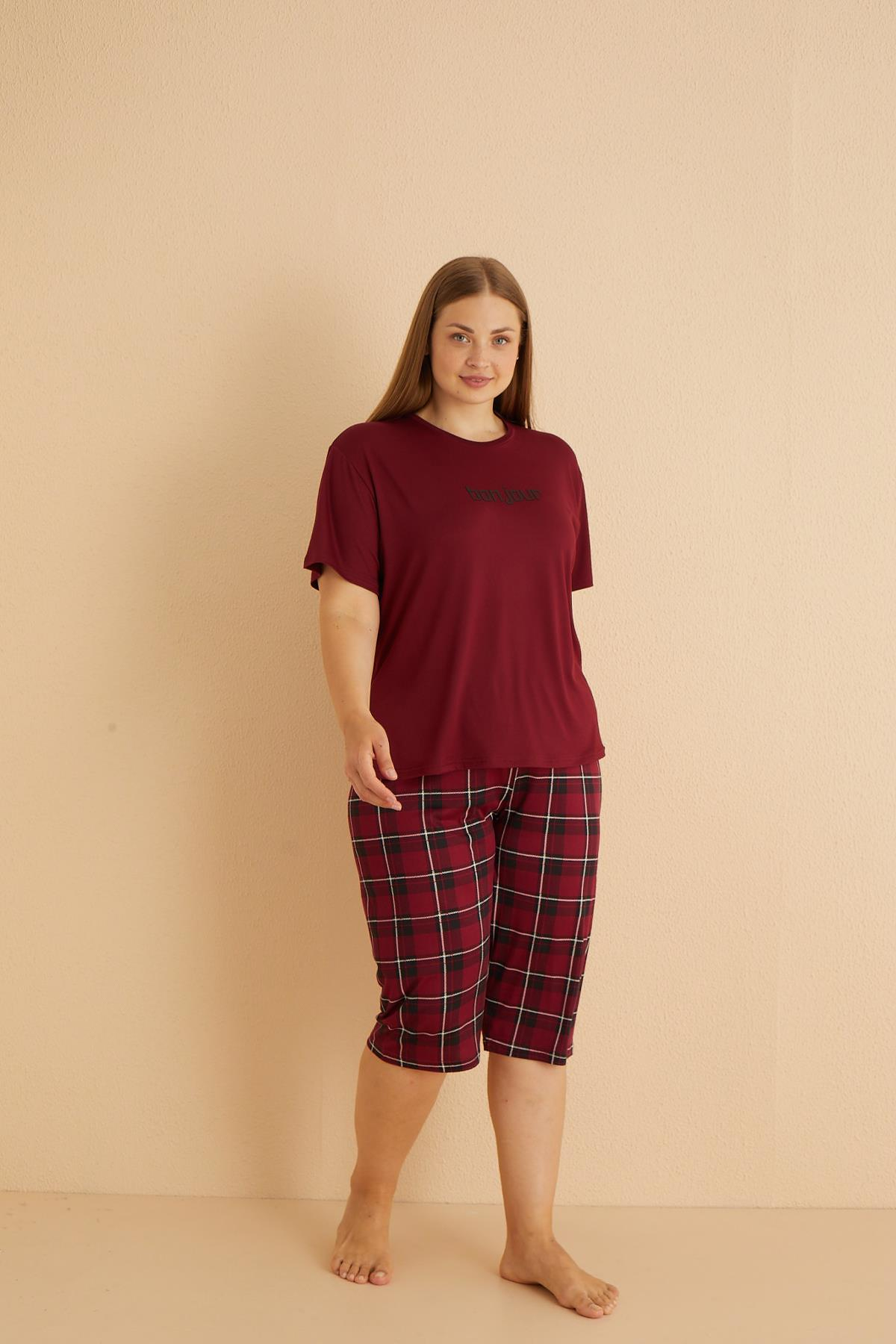 Milan Kısa Kollu Kaprili Battal Pijama Takımı | 50503-20