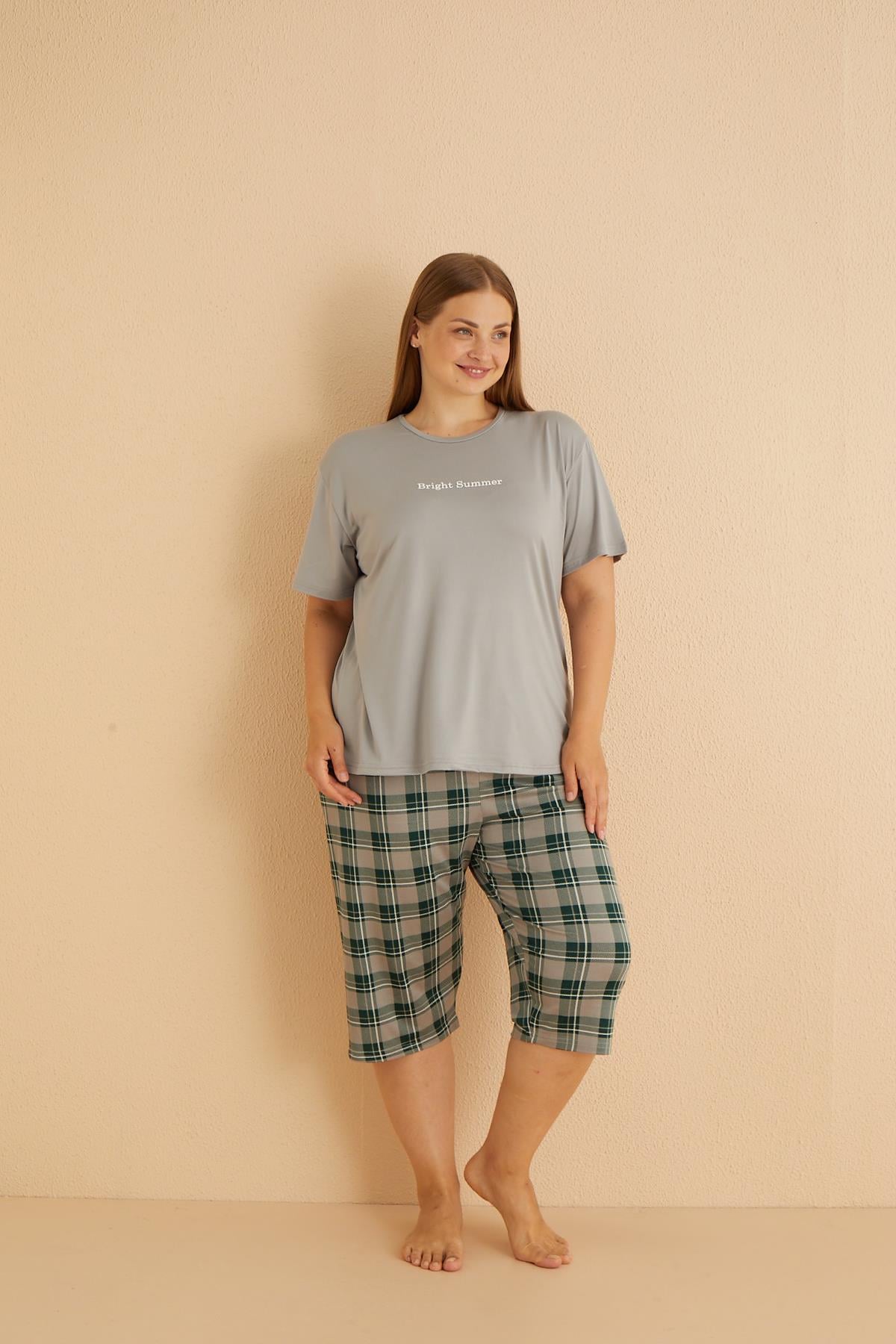 Milan Kısa Kollu Kaprili Battal Pijama Takımı | 50503-10