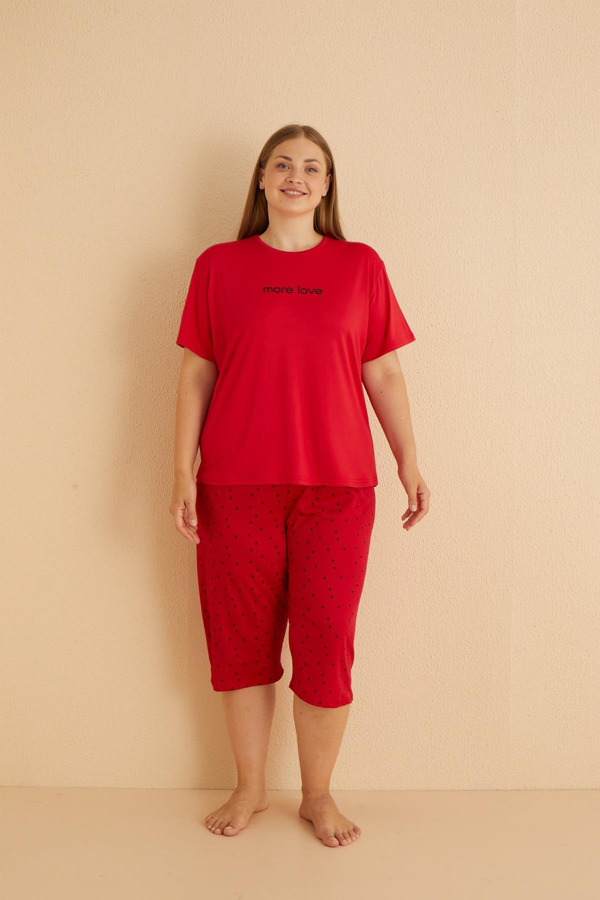 Milan Kısa Kollu Kaprili Battal Pijama Takımı | 50503-14