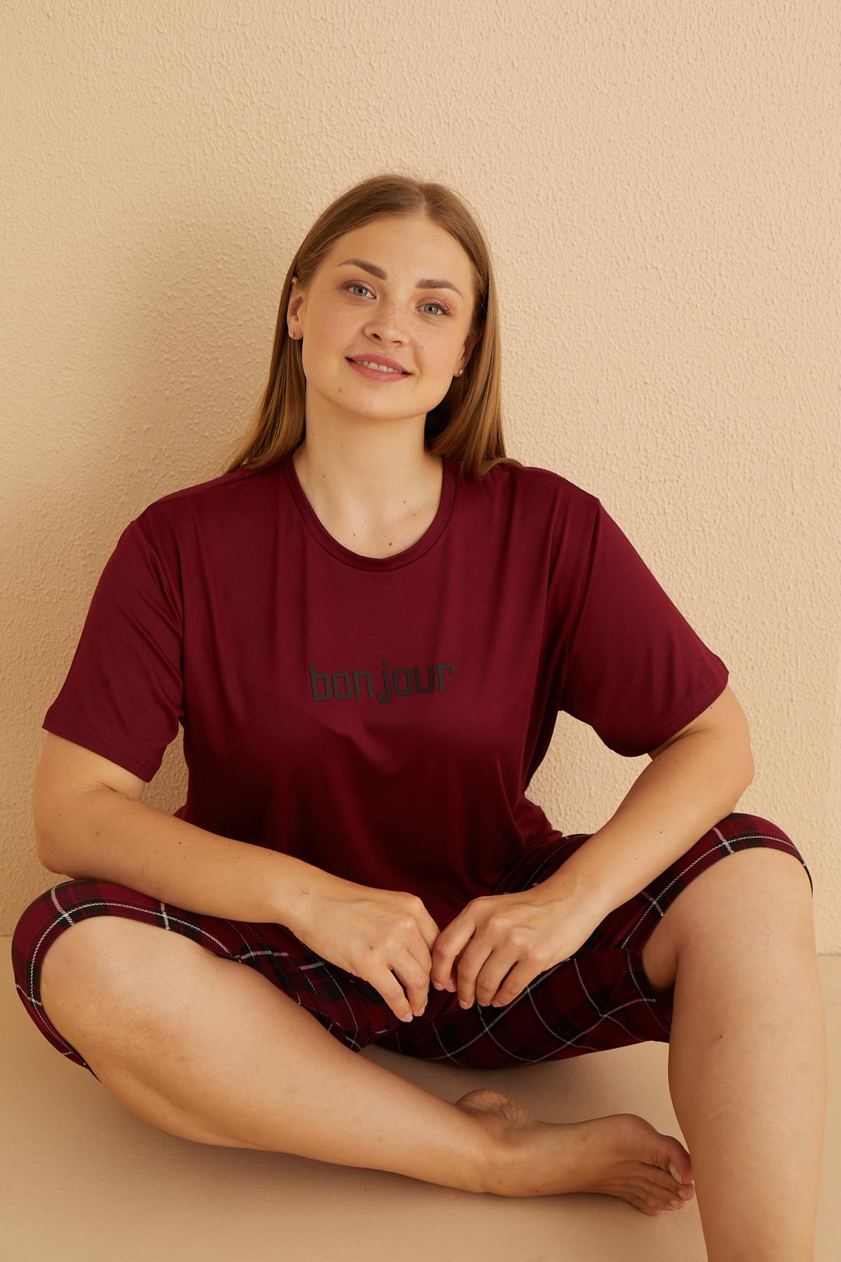 Milan Kısa Kollu Kaprili Battal Pijama Takımı | 50503-20