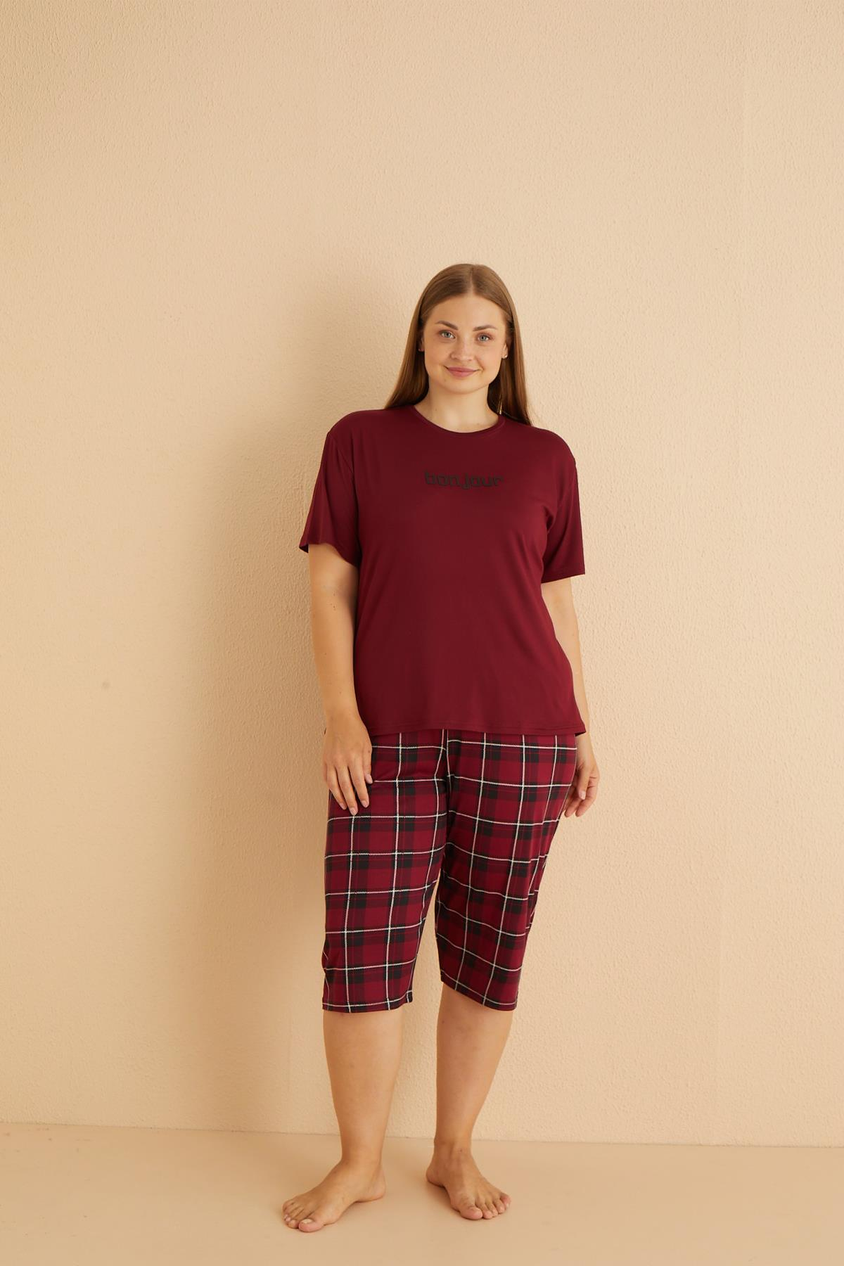 Milan Kısa Kollu Kaprili Battal Pijama Takımı | 50503-20