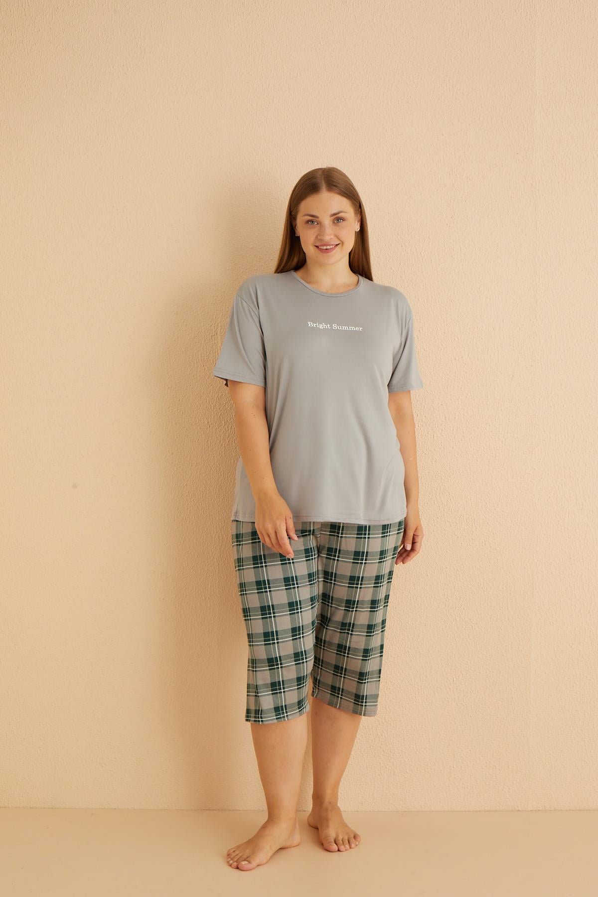Milan Kısa Kollu Kaprili Battal Pijama Takımı | 50503-10