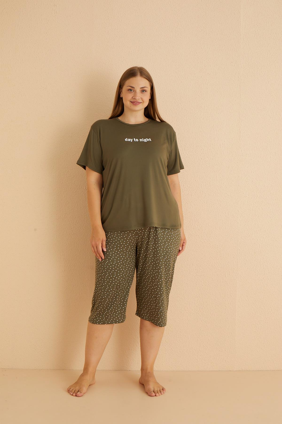 Milan Kısa Kollu Kaprili Battal Pijama Takımı | 50503-24