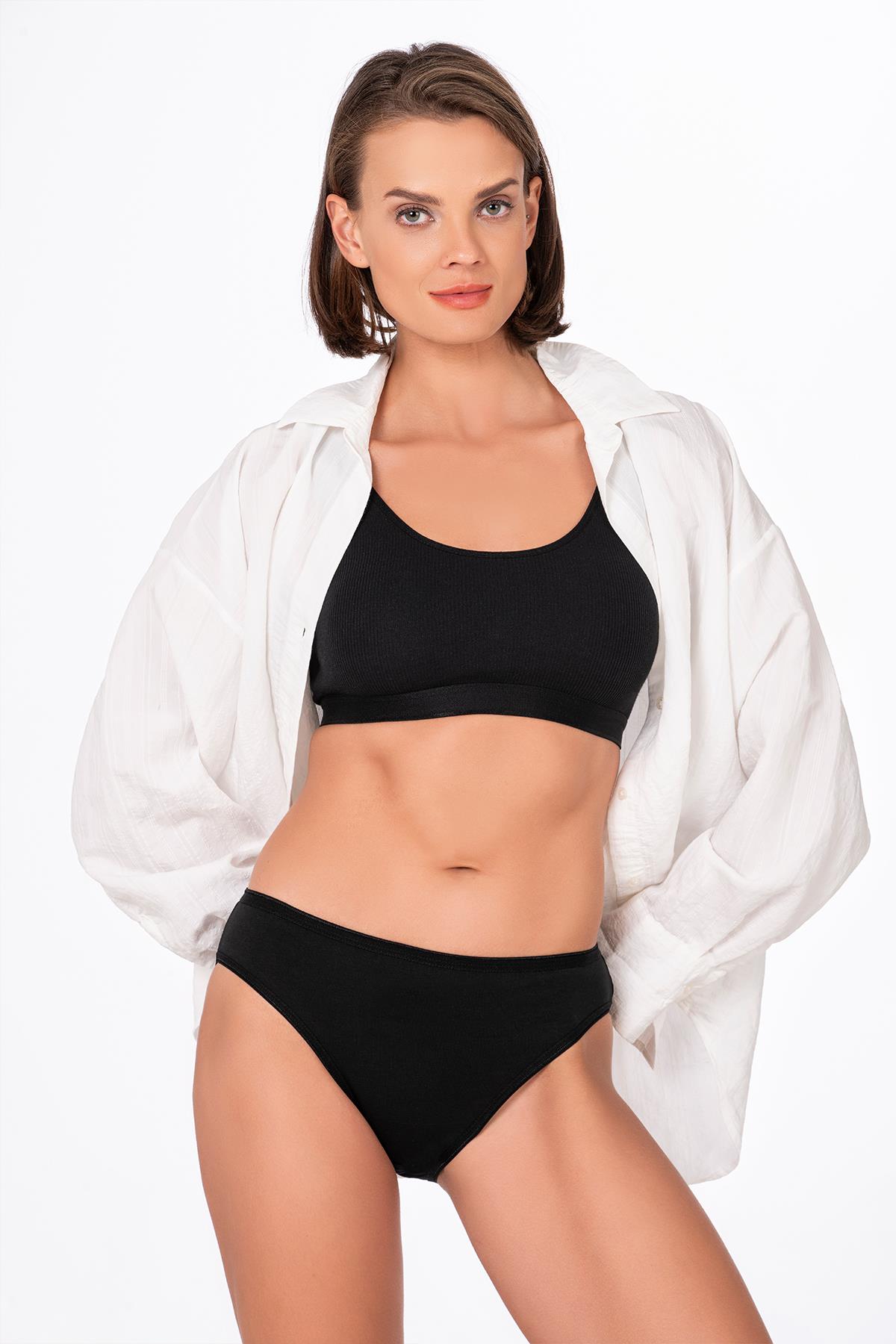 Pamuklu Likralı Süprem Slip Külot | Siyah K6120