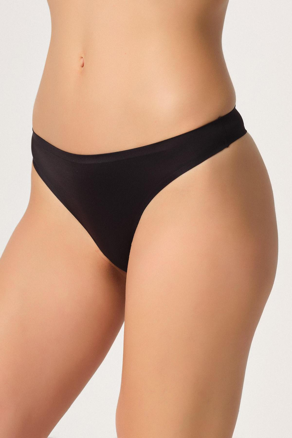 Yapıştırma Lazer Kesim String Külot Siyah | MI 2802