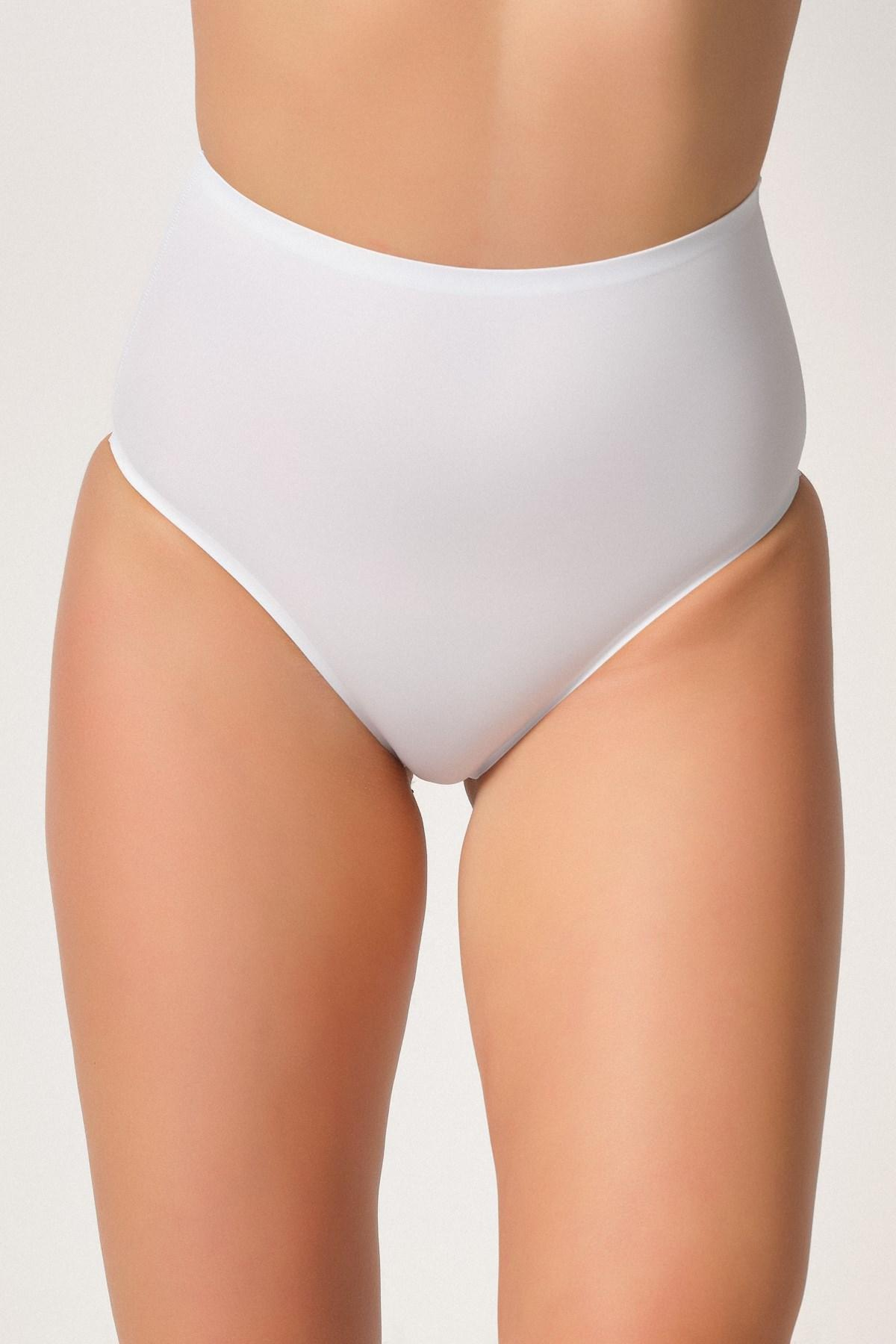 Yapıştırma Yüksek Bel Lazer Slip Beyaz | Kompedan MI 2801