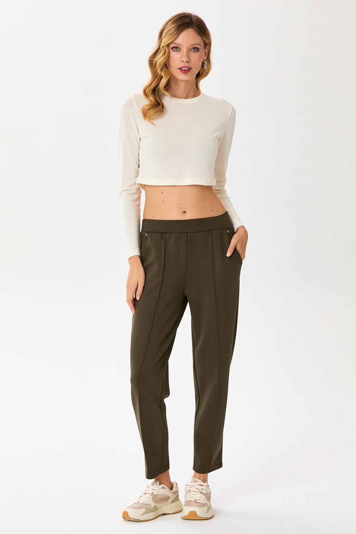 Beli Lastikli Cep Detaylı Pantolon 245-2105