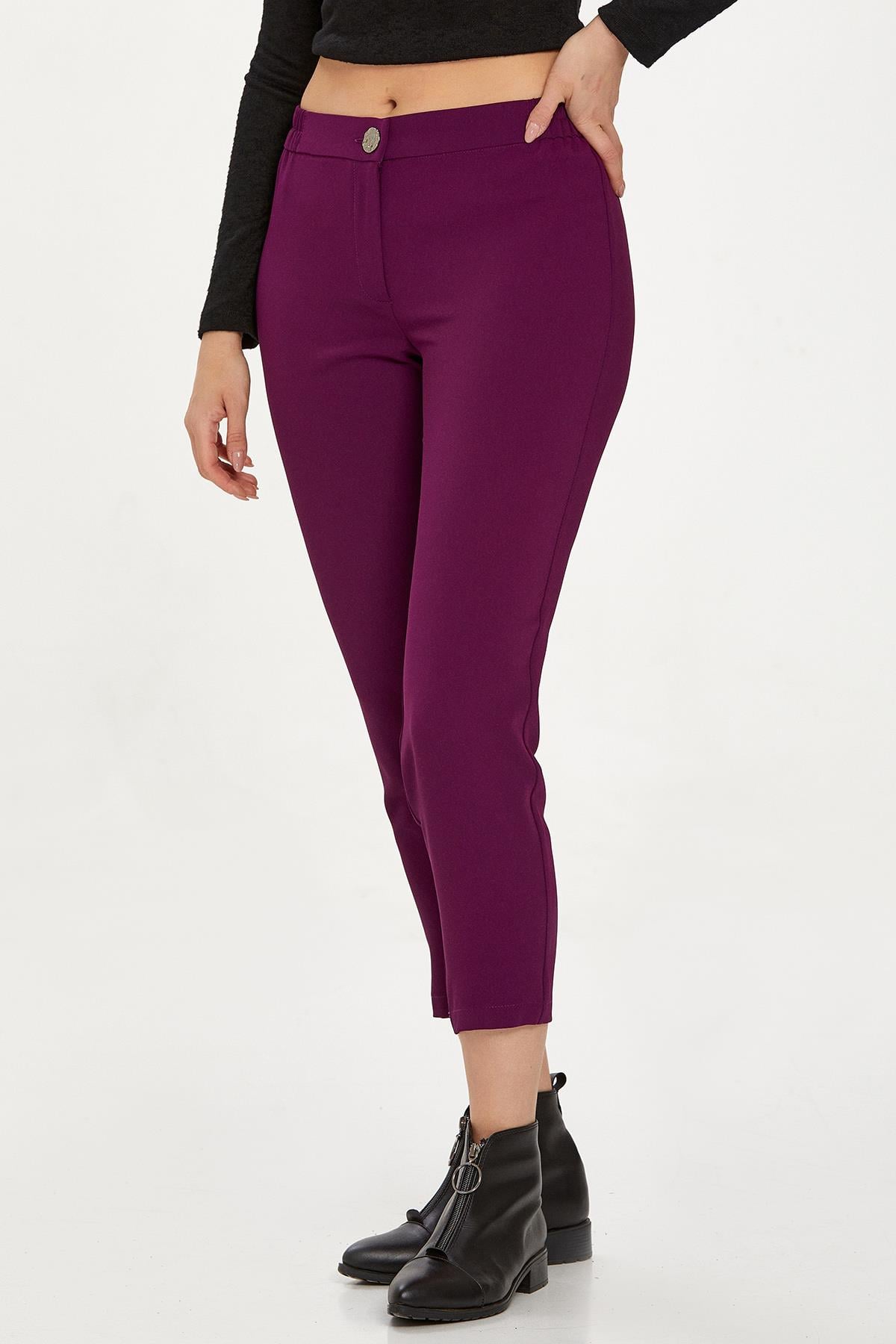 Beli Lastikli Düğmeli Pantolon 234-3502