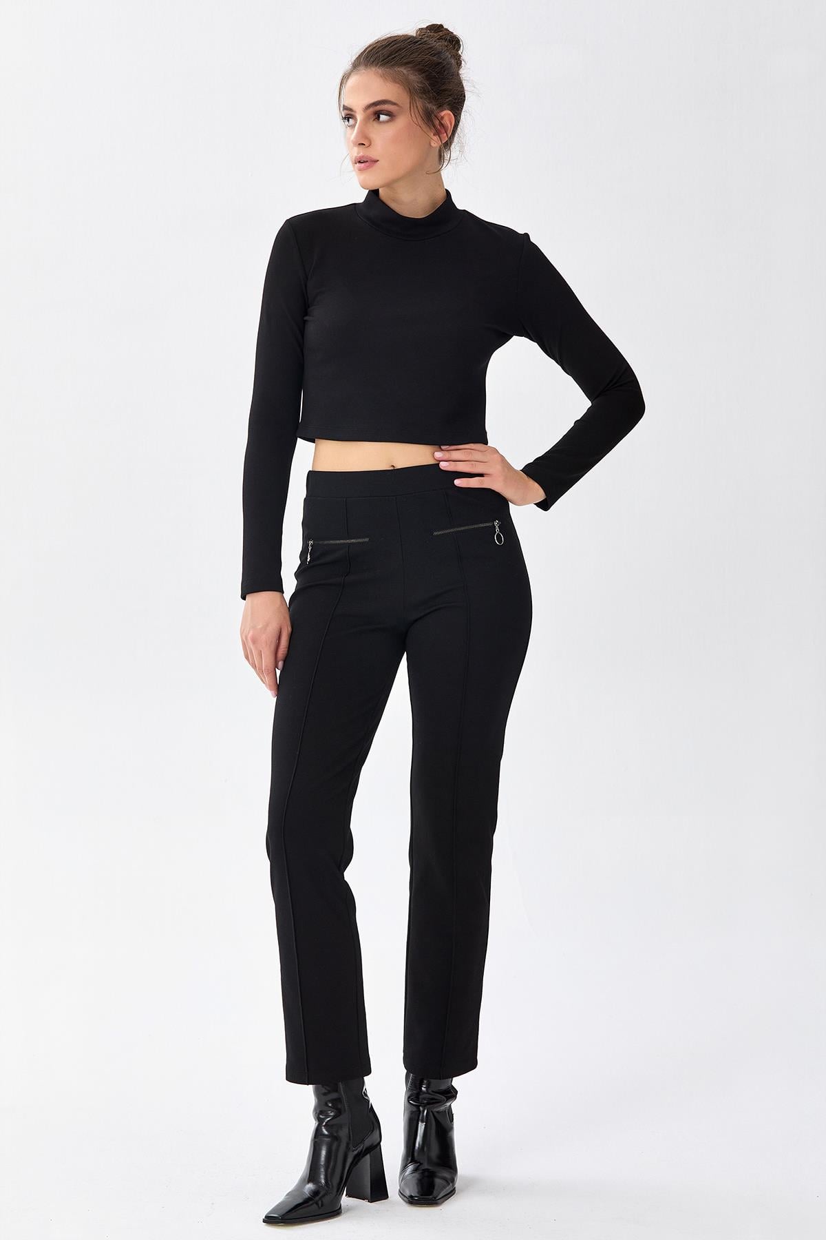 Beli Lastikli Fermuar Cep Detaylı Pantolon 256-2004
