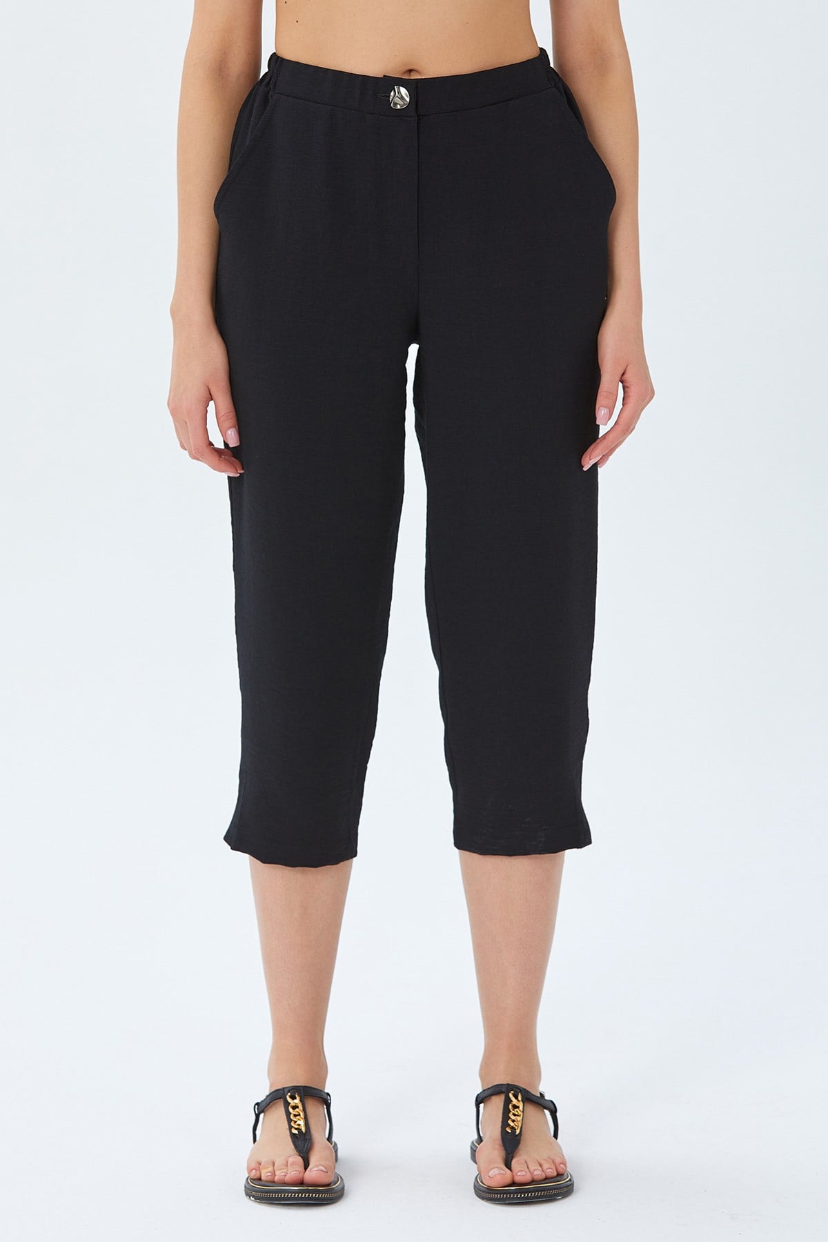 Beli Lastikli Paçası Yırtmaçlı Pantolon 026-3506