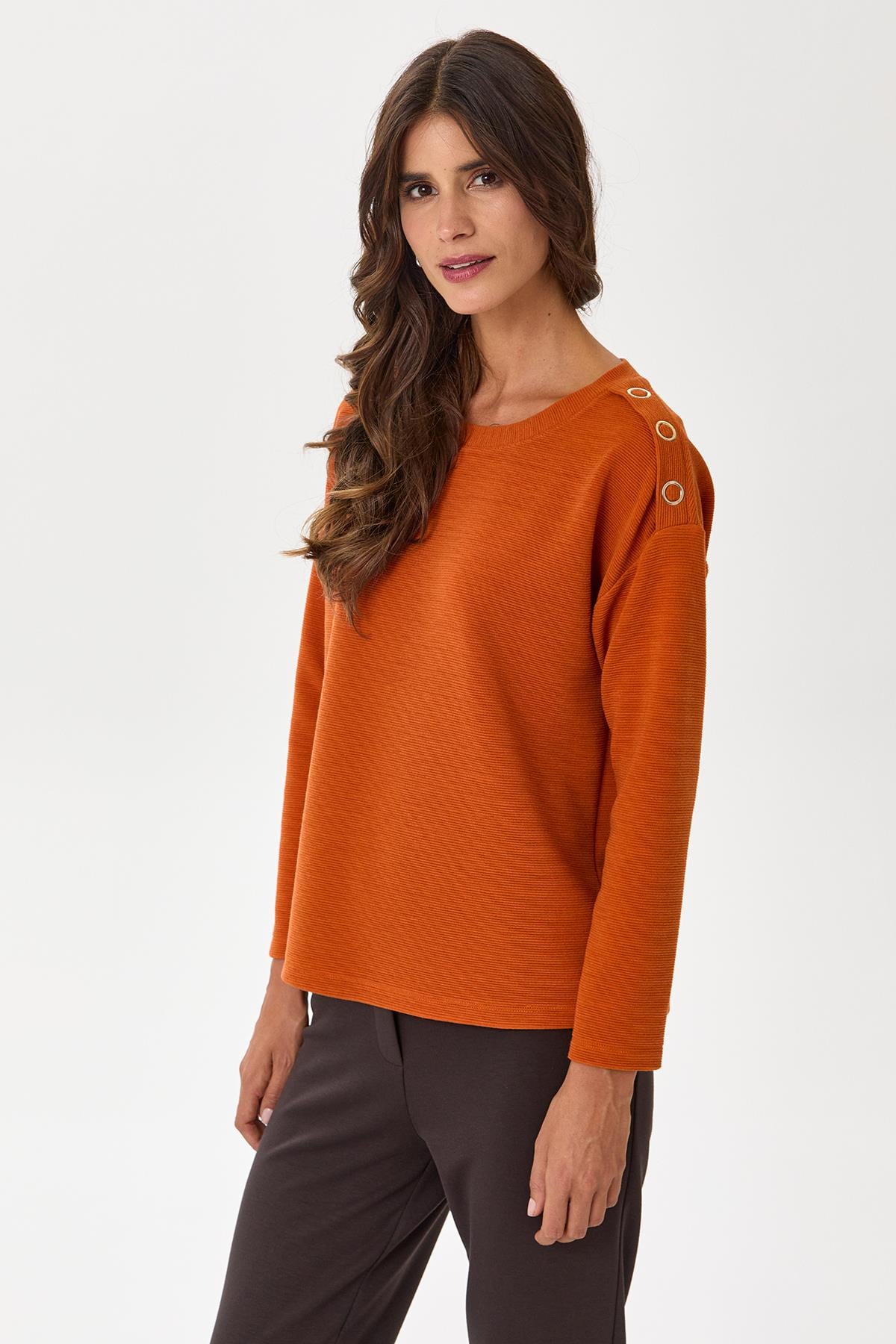 Tek Omzu Çıtçıt Detaylı Triko Bluz 245-1705