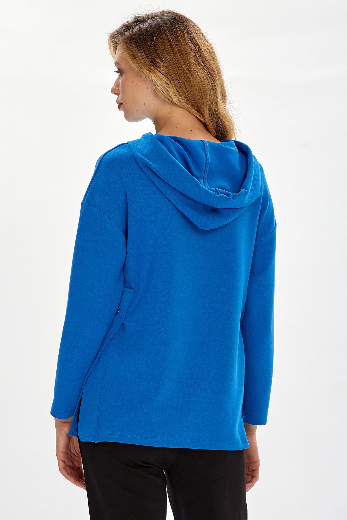 Yanı Çıtçıtlı Kanguru Cepli Kapüşonlu S-Shirt 234-2104