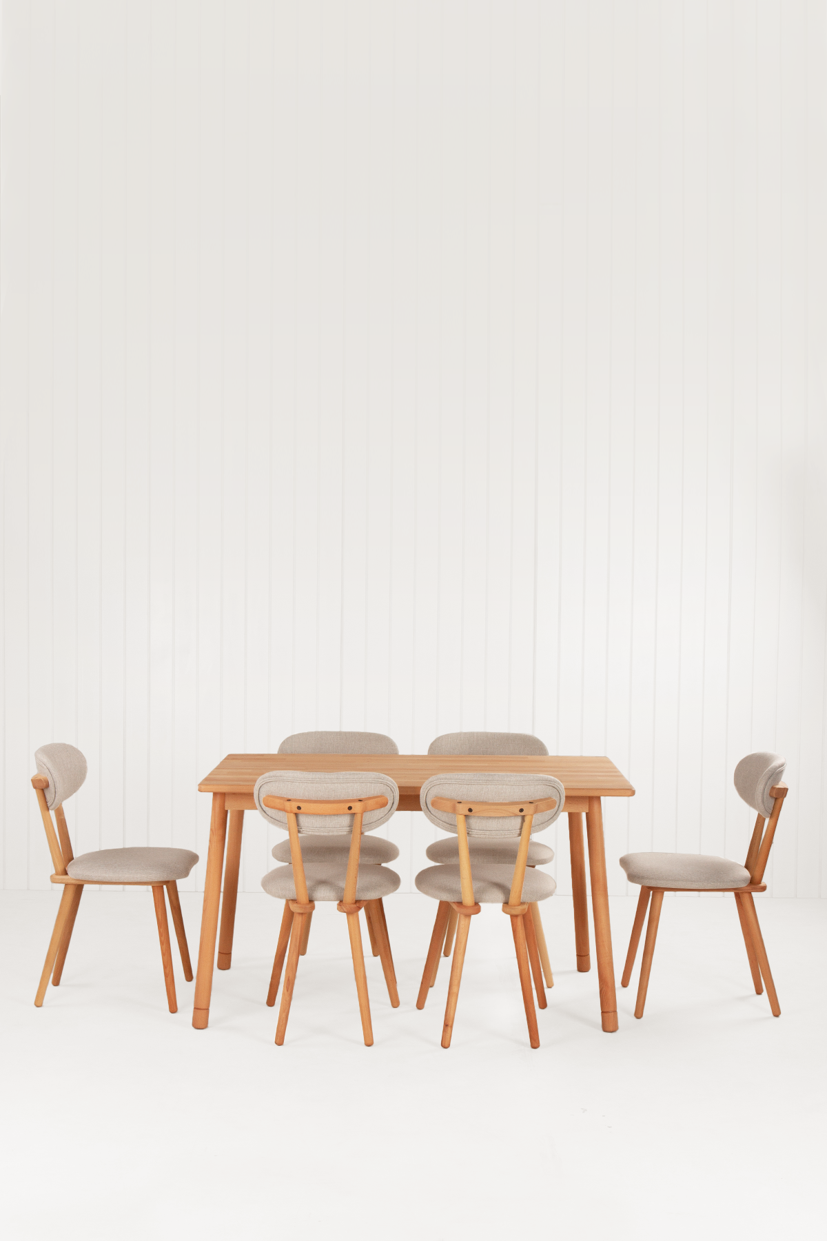 6 Kişilik Alaçatı Masif Kayın Masa, Limbo Sandalye Yemek Masası Takımı 130x80 cm