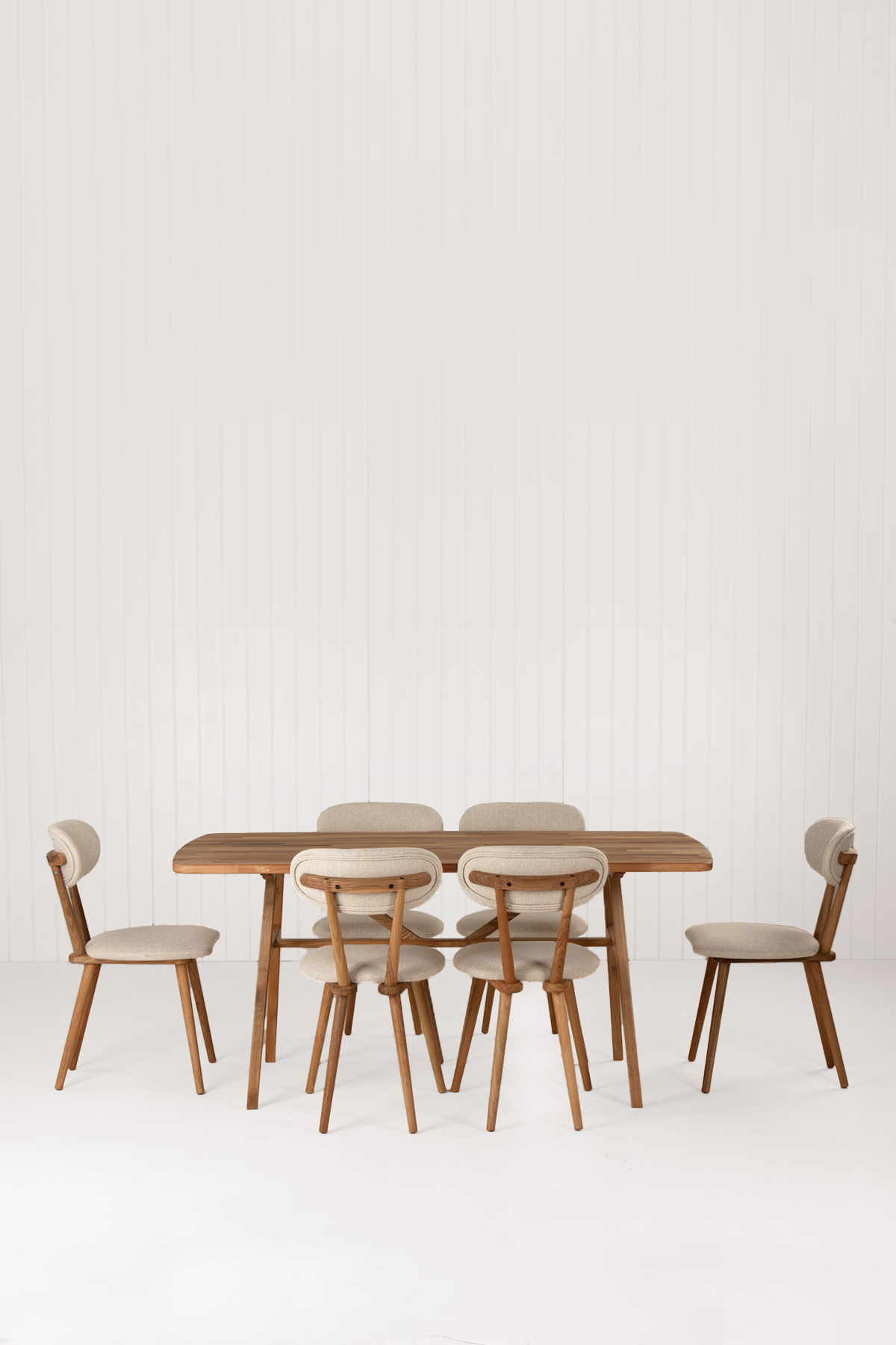 6 Kişilik Slim Masif Ceviz Masa, Limbo Sandalye Yemek Masası Takımı 160x80 cm