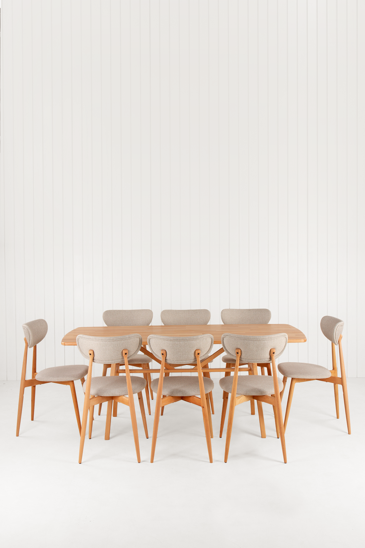 8 Kişilik Slim Masif Kayın Masa, Elegance Sandalye Yemek Masası Takımı 180x80 cm