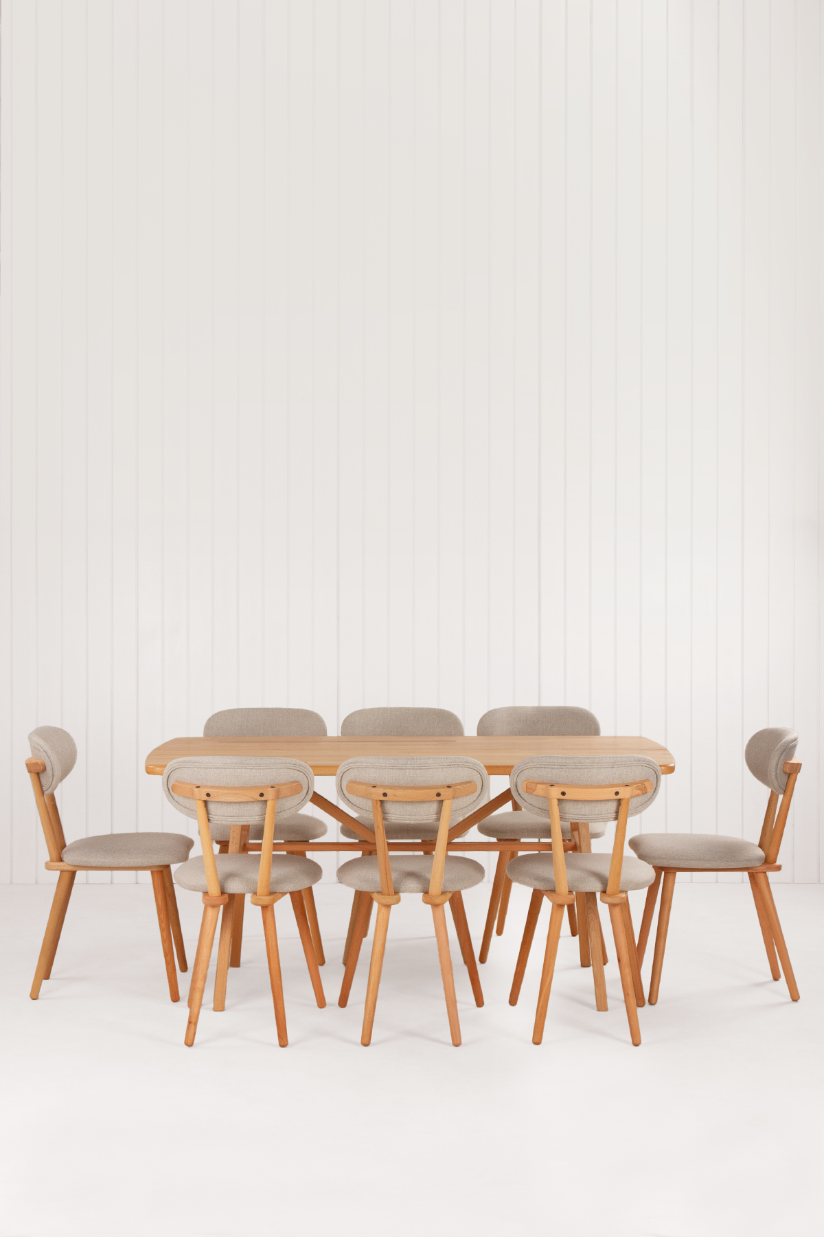 8 Kişilik Slim Masif Kayın Masa, Limbo Sandalye Yemek Masası Takımı 180x80 cm