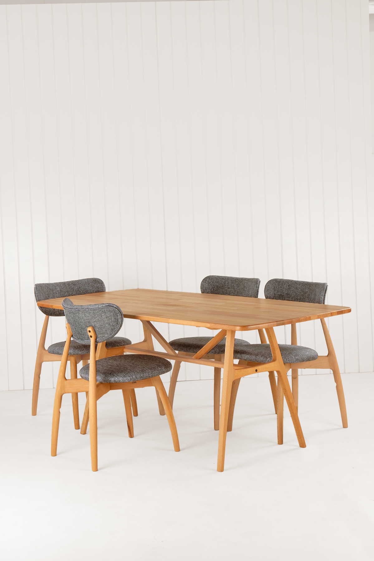Slim Masif Ceviz Ahşap Masa Takımı, 6 Adet Hug Ceviz Masif Ahşap Sandalye - 160x80 cm 