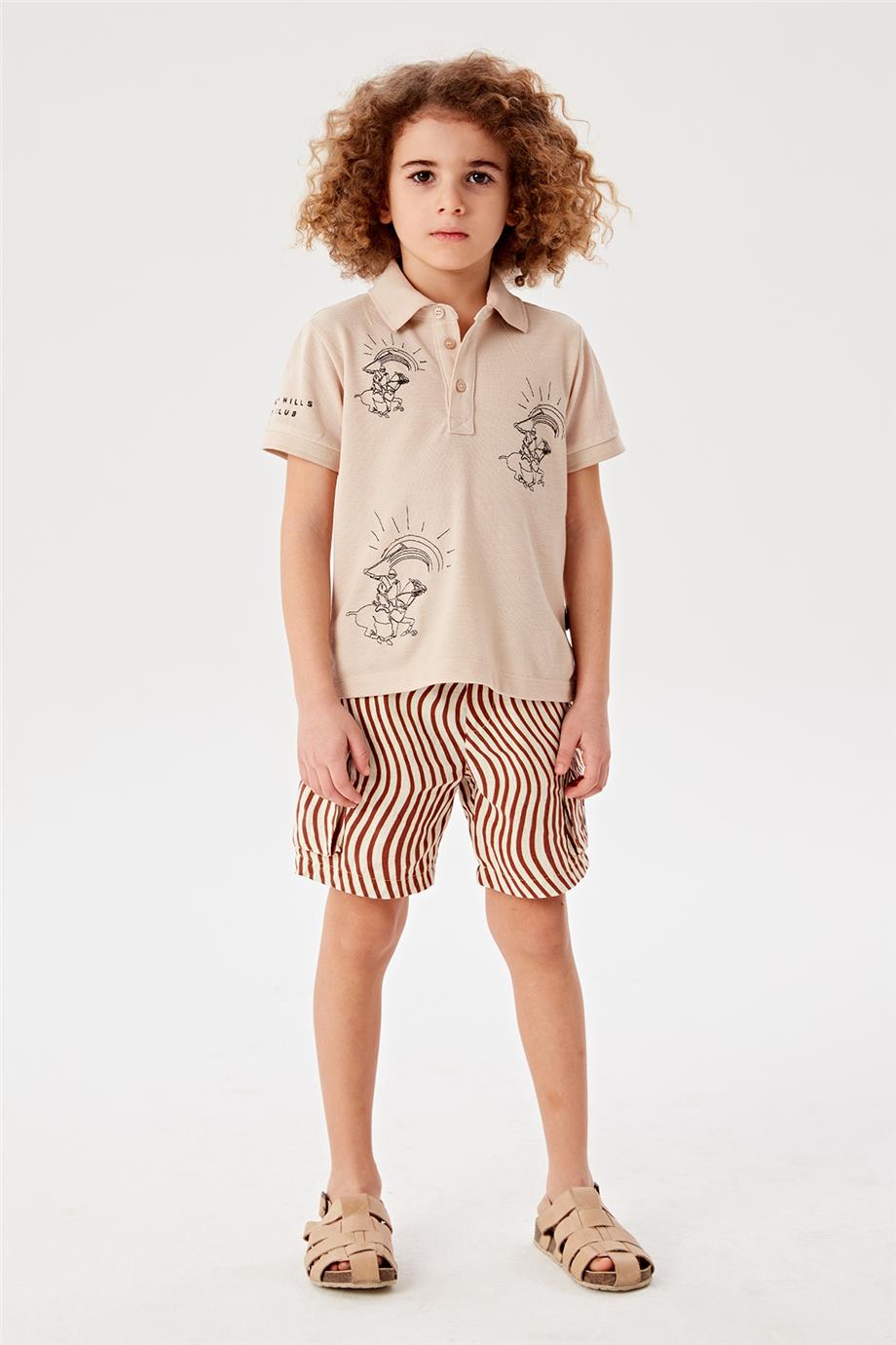 Beverly Hills Polo Club Erkek Çocuk Bej T-Shirt