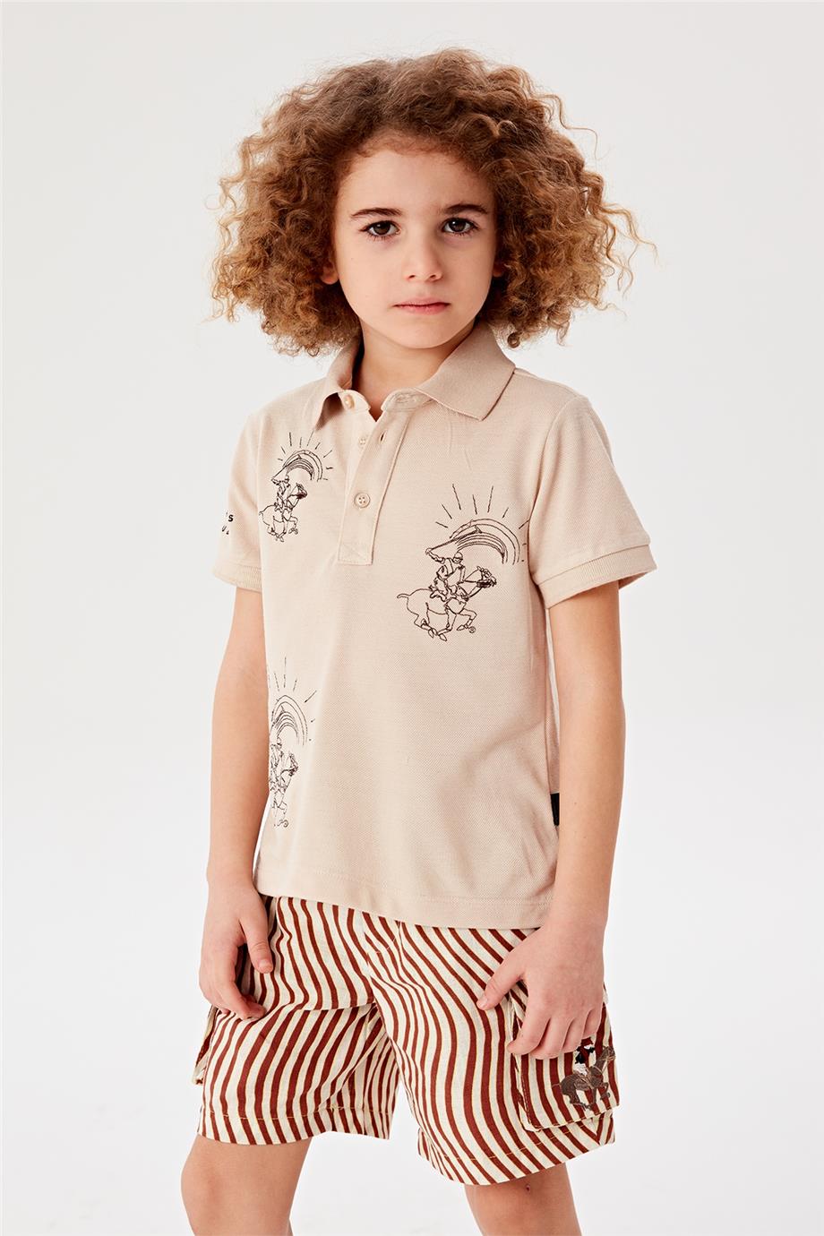 Beverly Hills Polo Club Erkek Çocuk Bej T-Shirt
