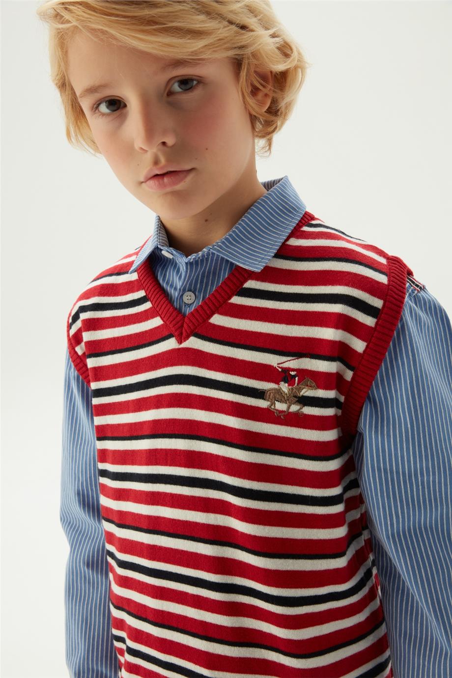 Beverly Hills Polo Club Erkek Çocuk Çizgili Kazak