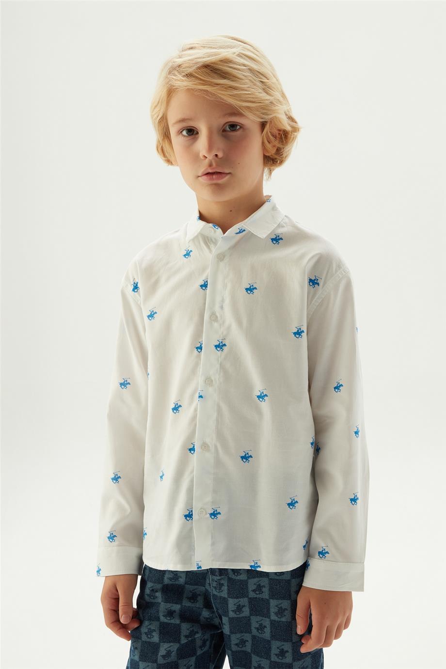 Beverly Hills Polo Club Erkek Çocuk Desenli Gömlek