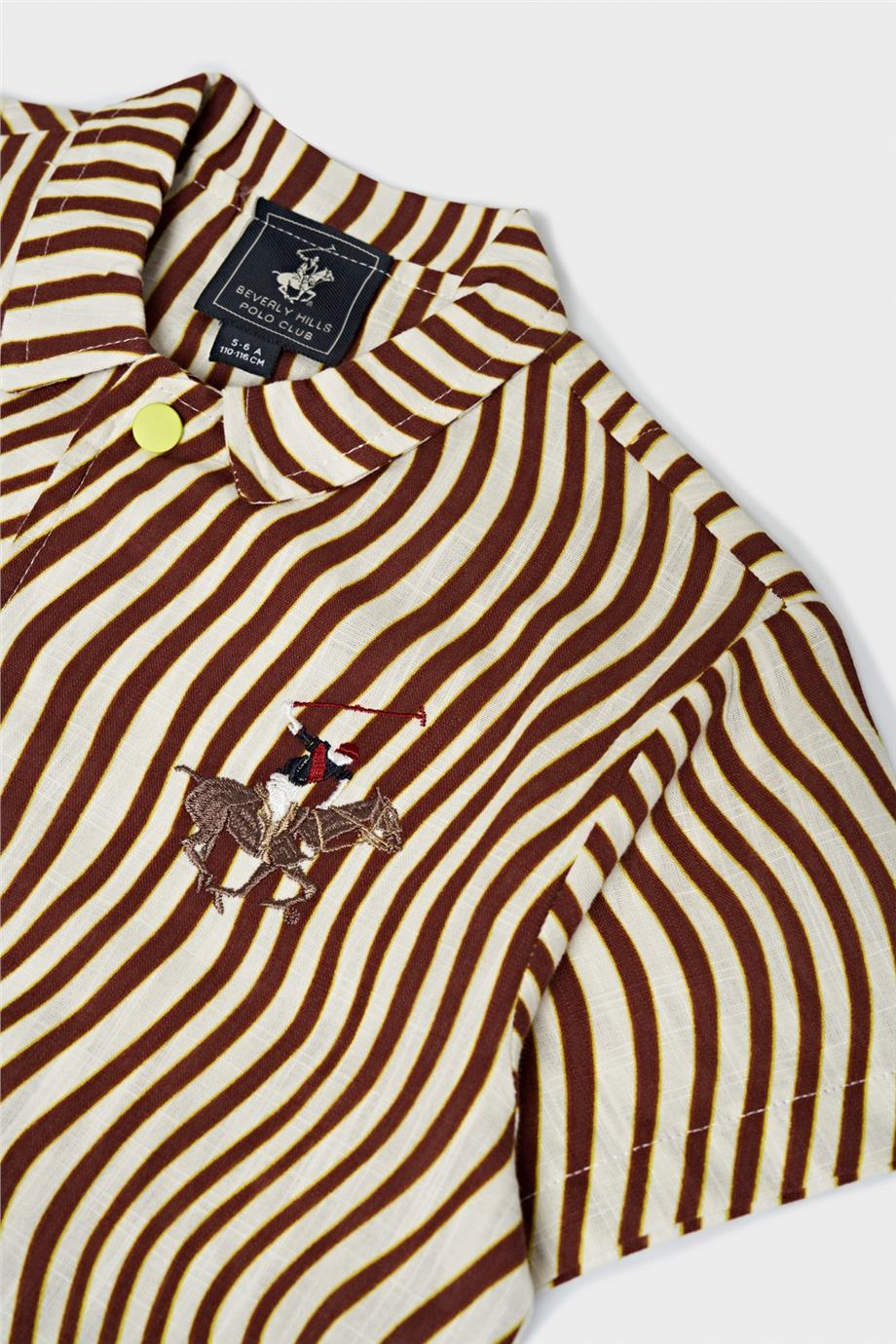 Beverly Hills Polo Club Erkek Çocuk Desenli Gömlek