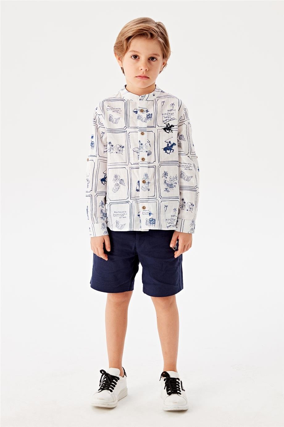 Beverly Hills Polo Club Erkek Çocuk Desenli Gömlek