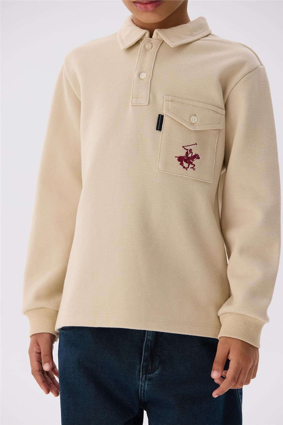 Beverly Hills Polo Club Erkek Çocuk Ekru T-Shirt
