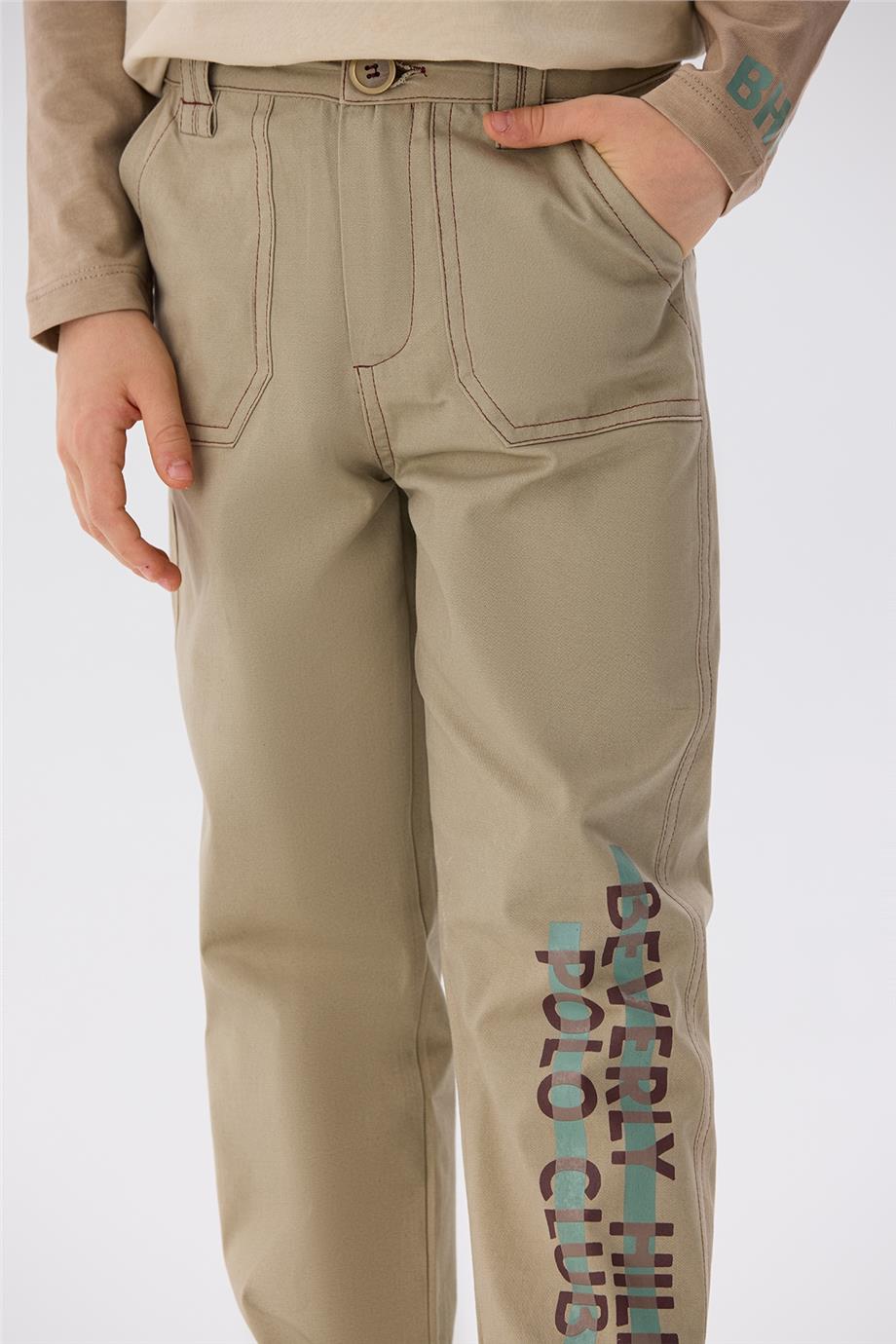 Beverly Hills Polo Club Erkek Çocuk Ekru Pantolon