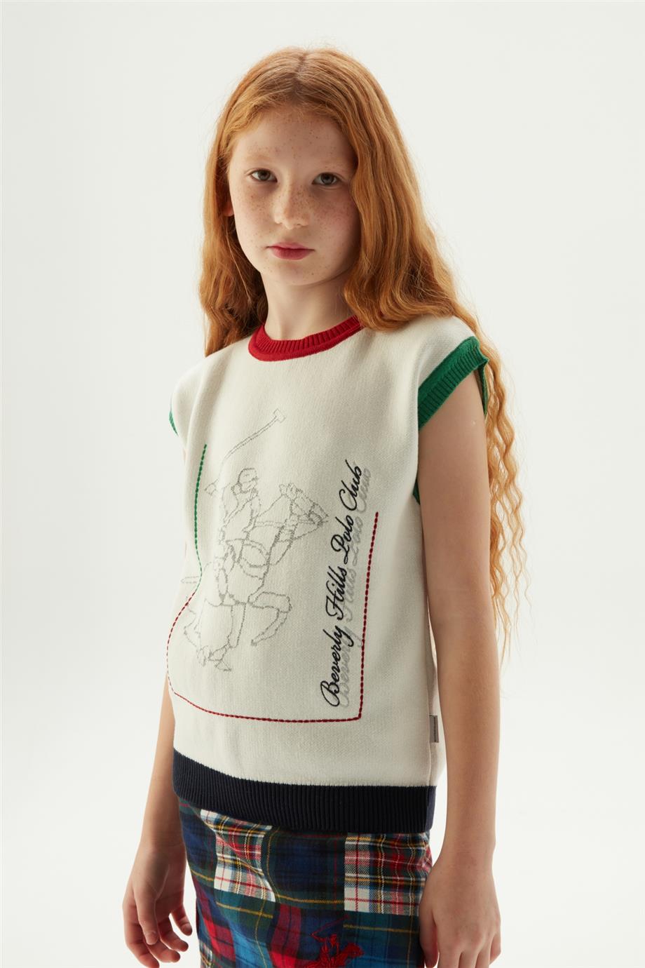 Beverly Hills Polo Club Kız Çocuk Beyaz Kazak