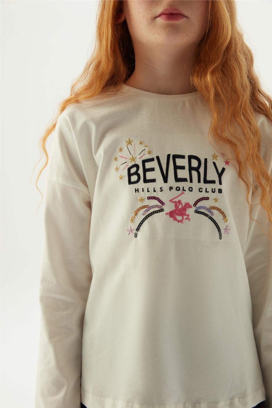 Beverly Hills Polo Club Kız Çocuk Beyaz T-Shirt