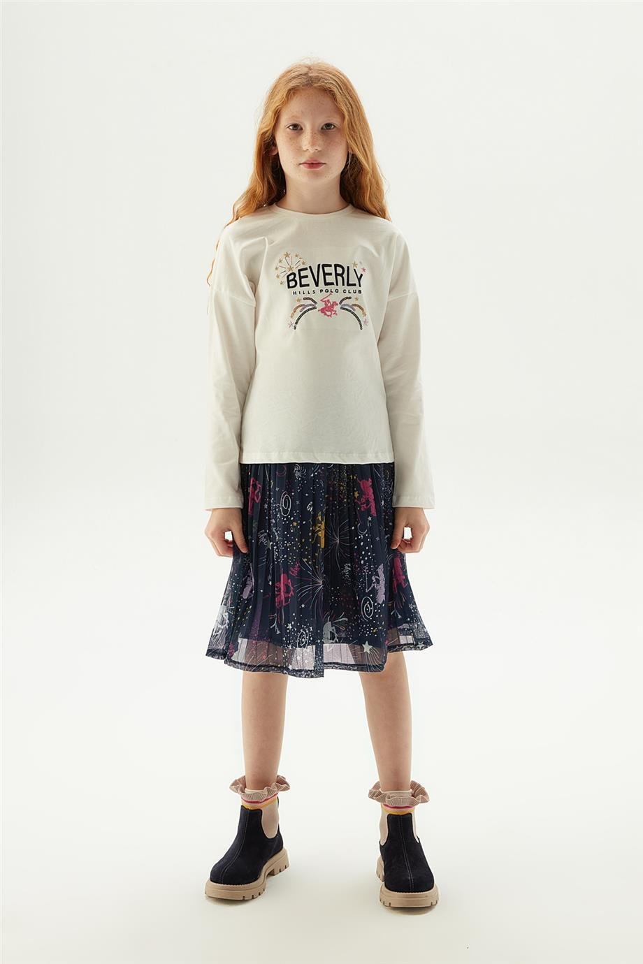 Beverly Hills Polo Club Kız Çocuk Beyaz T-Shirt