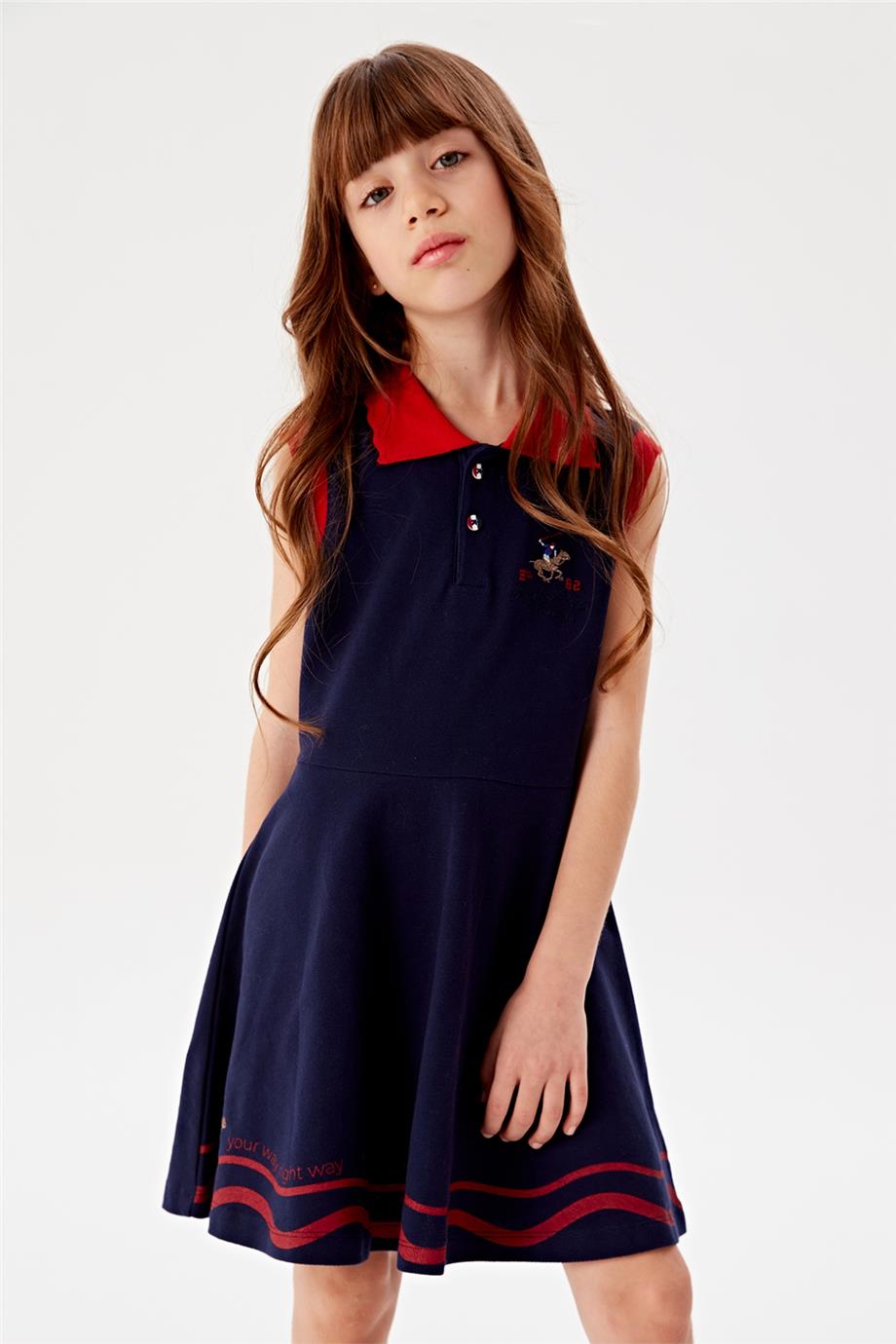 Beverly Hills Polo Club Kız Çocuk Lacivert Elbise