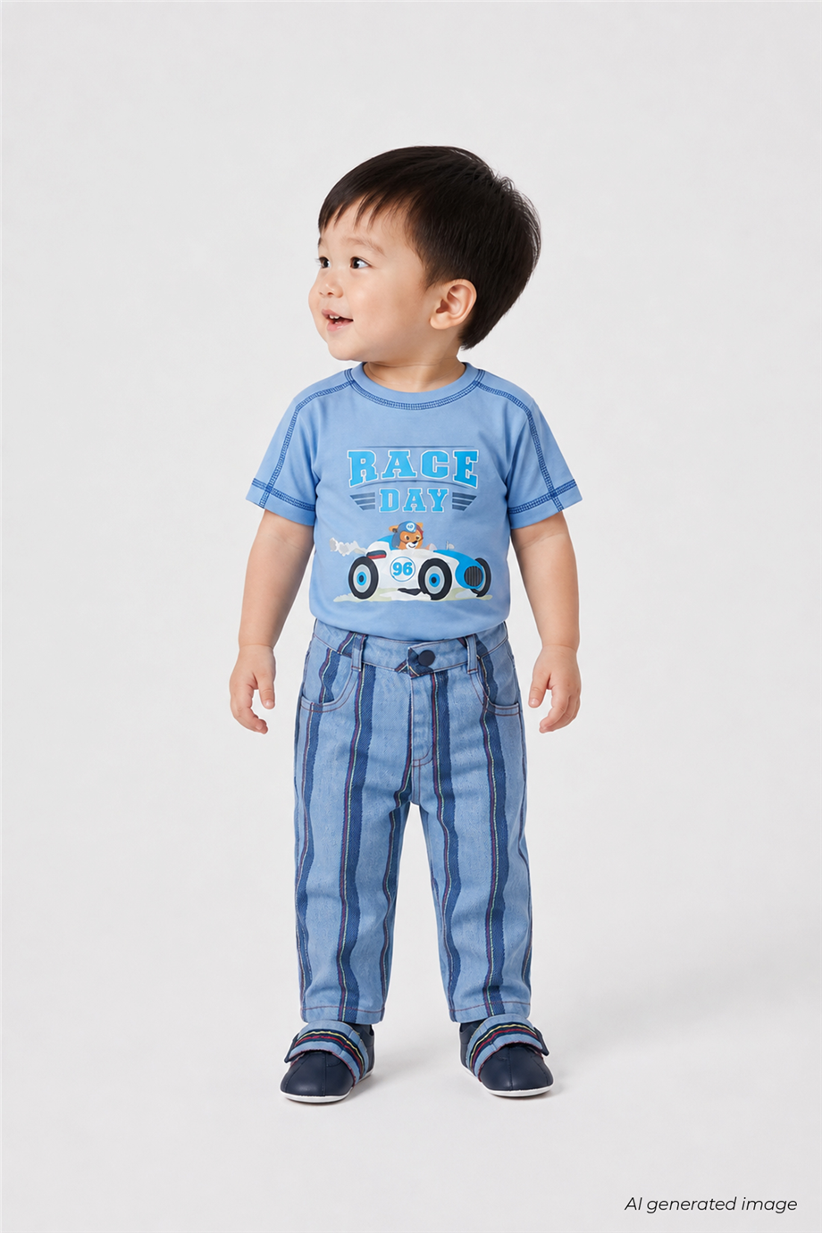 B&G Erkek Bebek Denim Çizgili PantolonB&G Erkek Bebek Denim Çizgili Pantolon