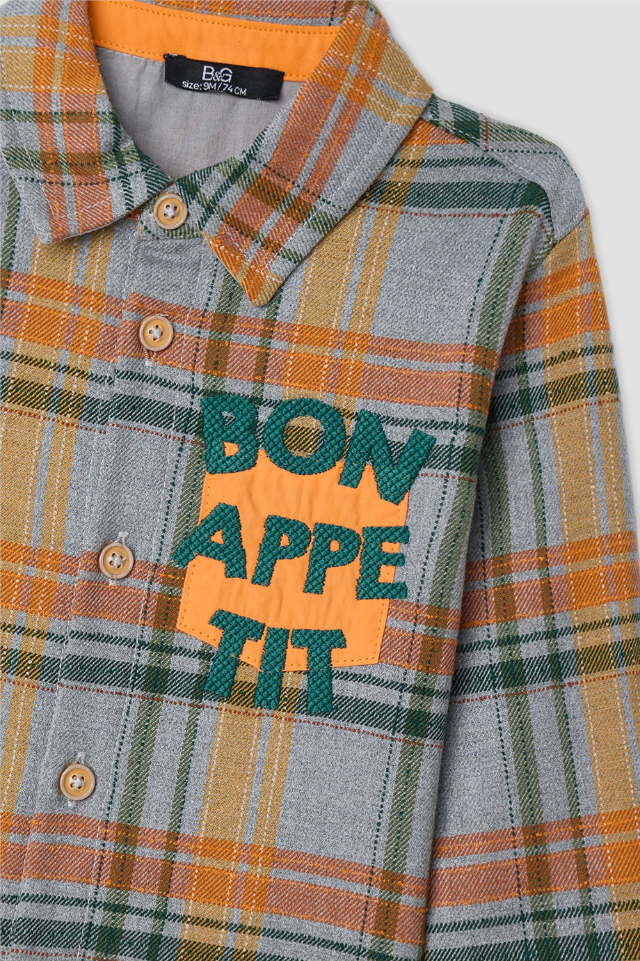 B&G Baby Boys Shirt Collar Plaid ShirtB&G Baby Boys Shirt Collar Plaid Shirt