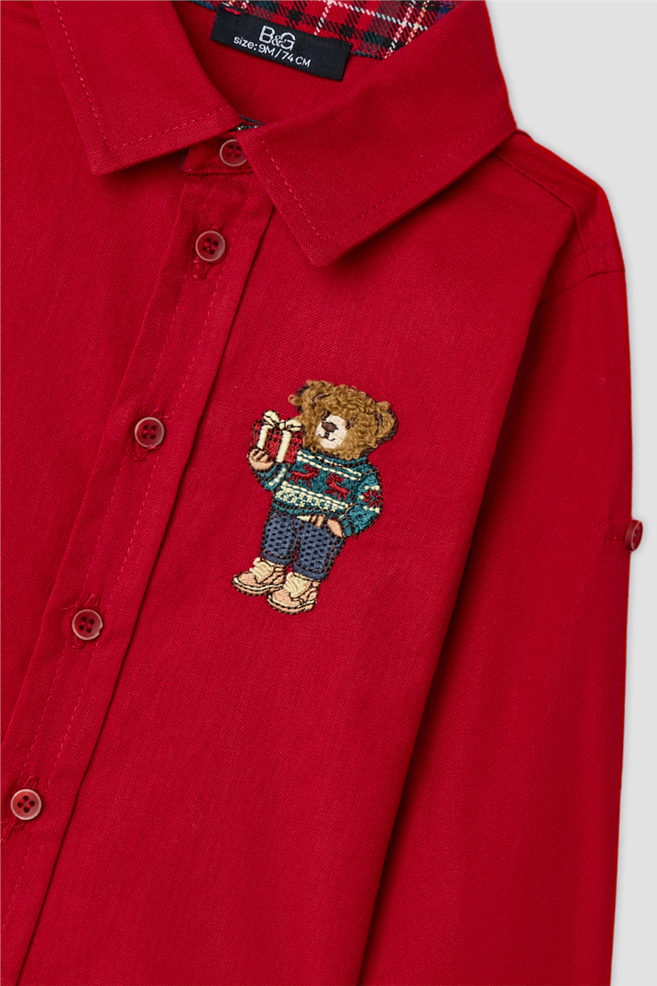 B&G Baby Boys Shirt Collar Red ShirtB&G Baby Boys Shirt Collar Red Shirt