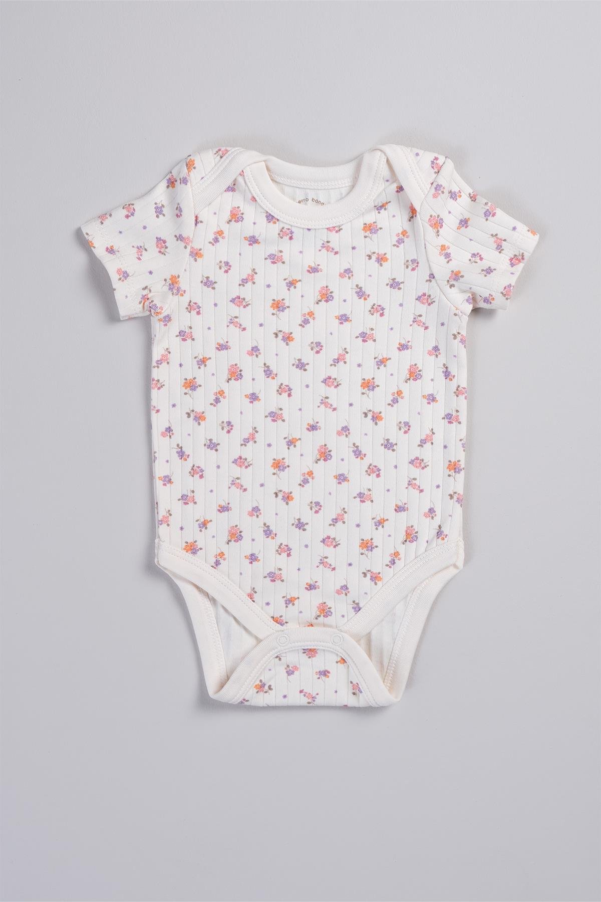 Bonderro 2'li Takım Çiçek Desenli Kaşkorse Bebek ve Çocuk Zıbın & BodyBonderro 2'li Takım Çiçek Desenli Kaşkorse Bebek ve Çocuk Zıbın & Body