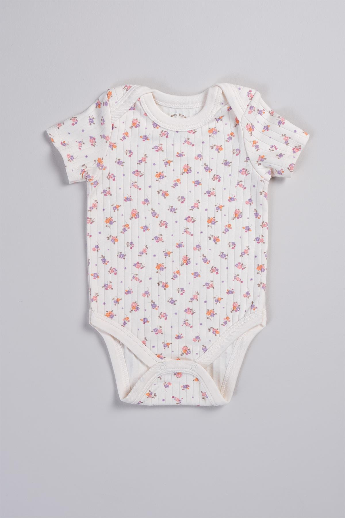 Bonderro 2'li Takım Çiçek Desenli Kaşkorse Bebek ve Çocuk Zıbın & BodyBonderro 2'li Takım Çiçek Desenli Kaşkorse Bebek ve Çocuk Zıbın & Body