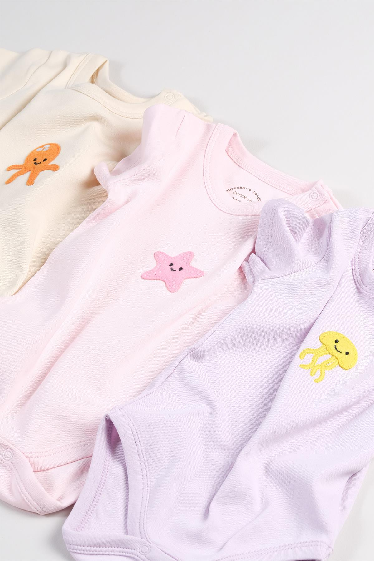 Bonderro 3'lü Set %100 Pamuk Aplike Nakışlı Bebek ve Çocuk Zıbın & BodyBonderro 3'lü Set %100 Pamuk Aplike Nakışlı Bebek ve Çocuk Zıbın & Body