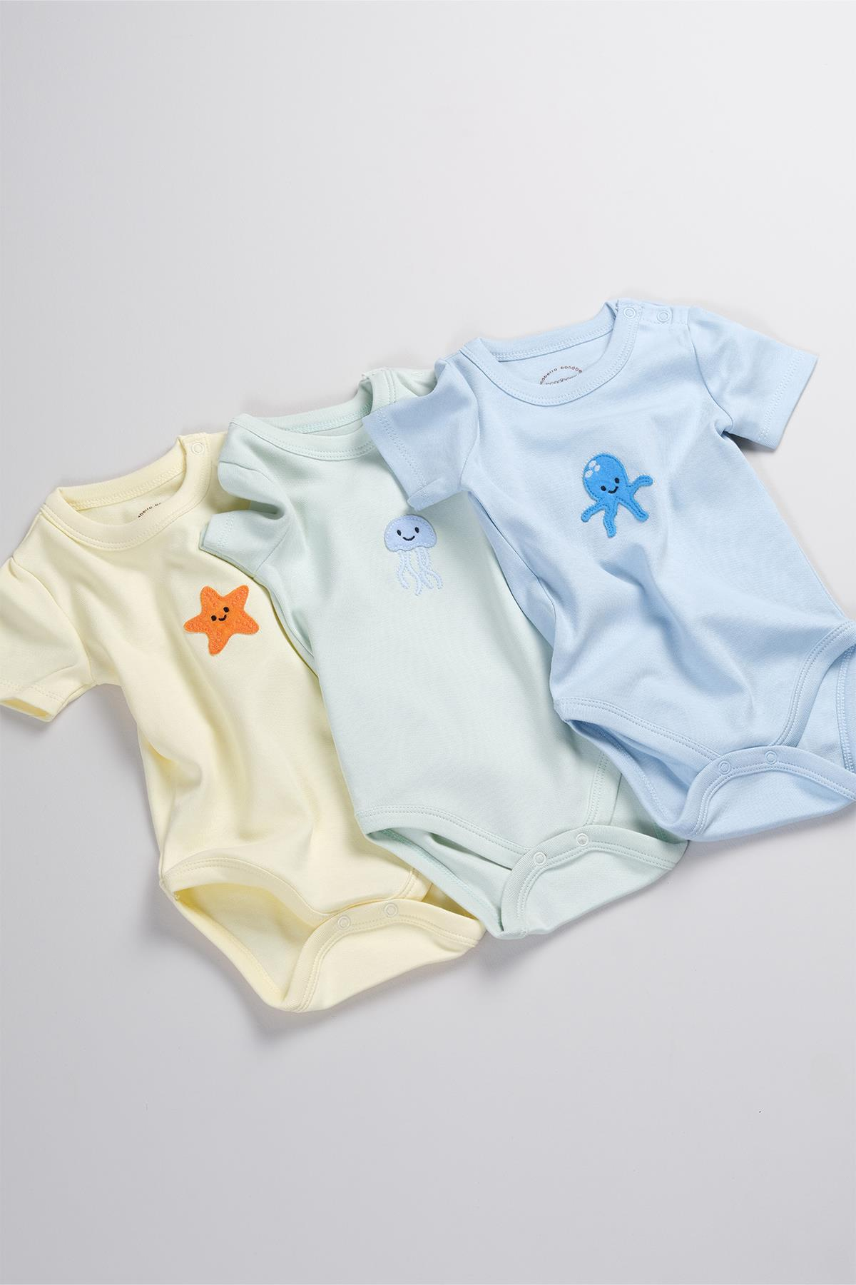Bonderro 3'lü Set %100 Pamuk Aplike Nakışlı Bebek ve Çocuk Zıbın & BodyBonderro 3'lü Set %100 Pamuk Aplike Nakışlı Bebek ve Çocuk Zıbın & Body