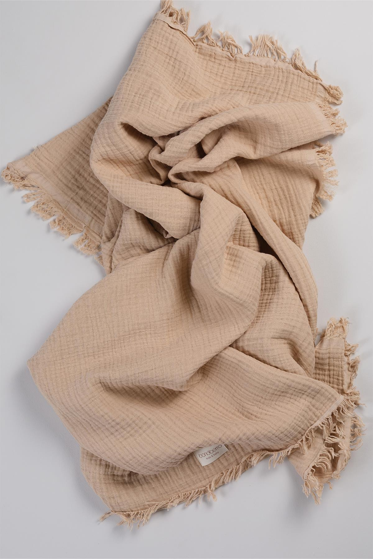 Bonderro 4 Katlı Müslin Saçaklı BattaniyeBonderro 4 Katlı Müslin Saçaklı Battaniye