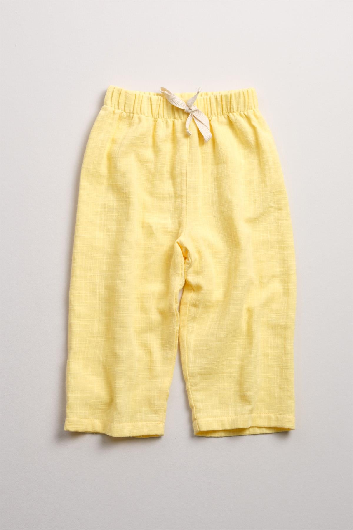 Bonderro Flamlı Müslin Bol Kesim Unisex Çocuk Pantolonu %100 PamukBonderro Flamlı Müslin Bol Kesim Unisex Çocuk Pantolonu %100 Pamuk